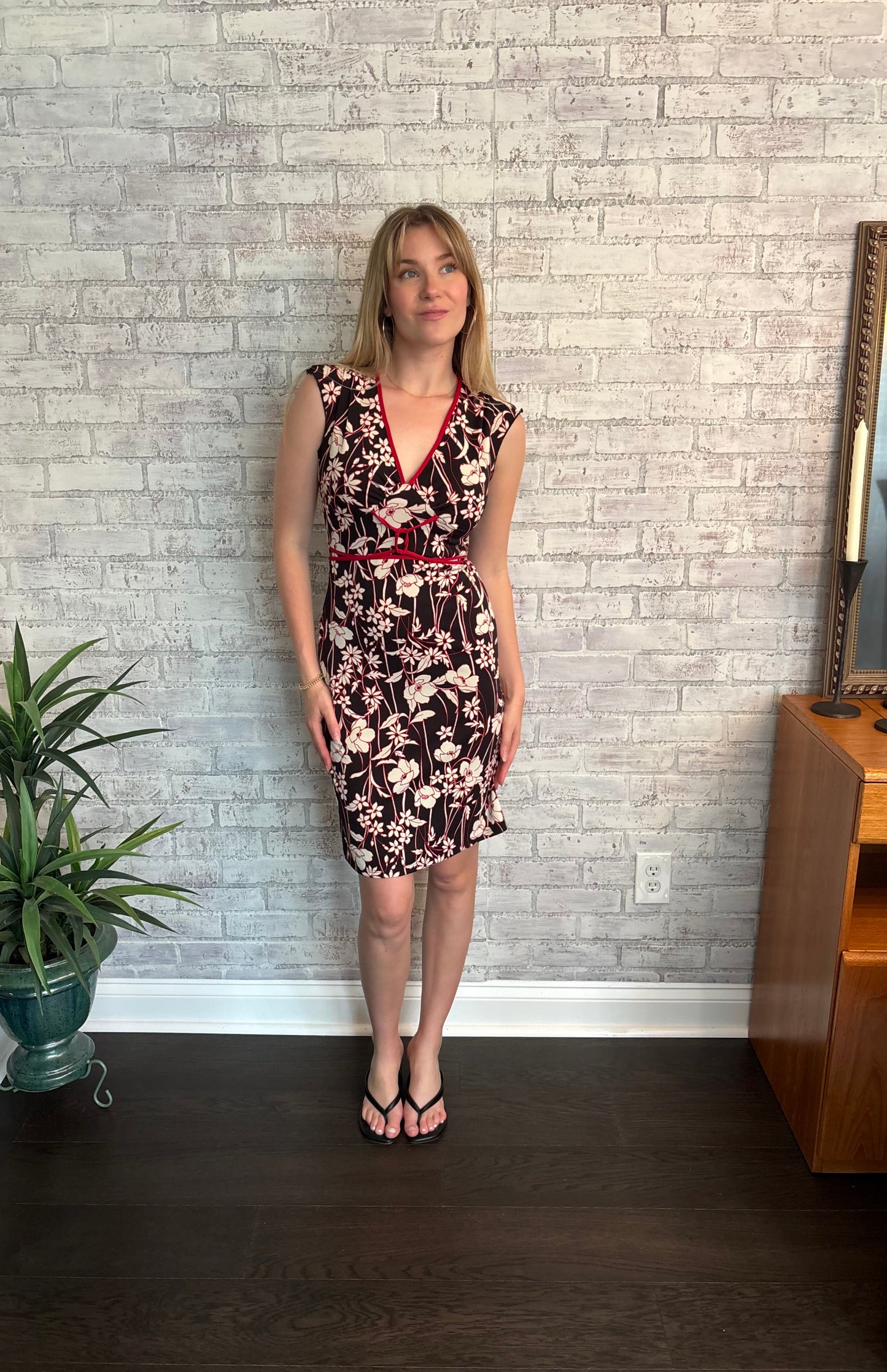 Vintage Y2k Floral V-Neck Dress