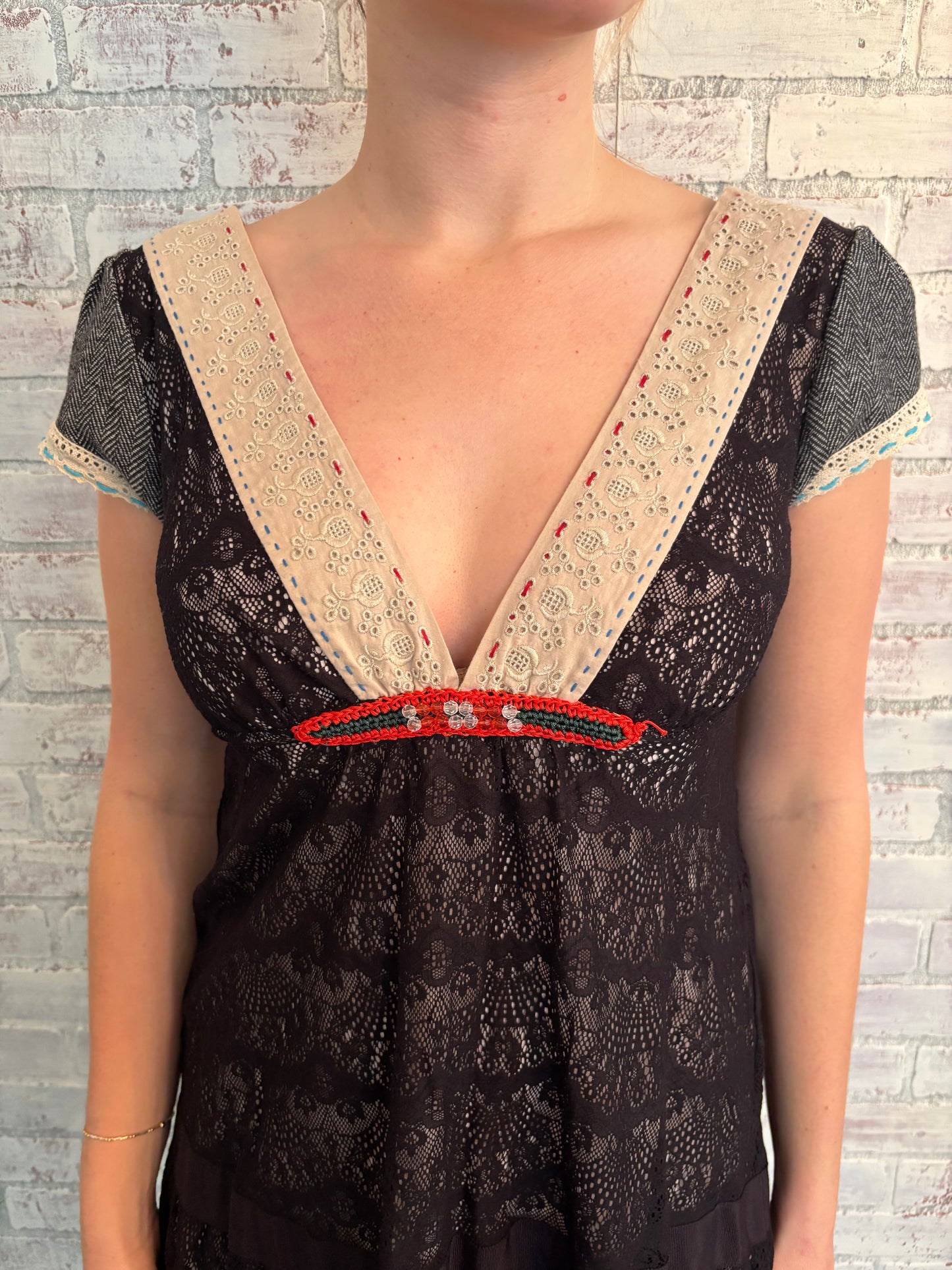 Vintage Black Lace Mini Dress