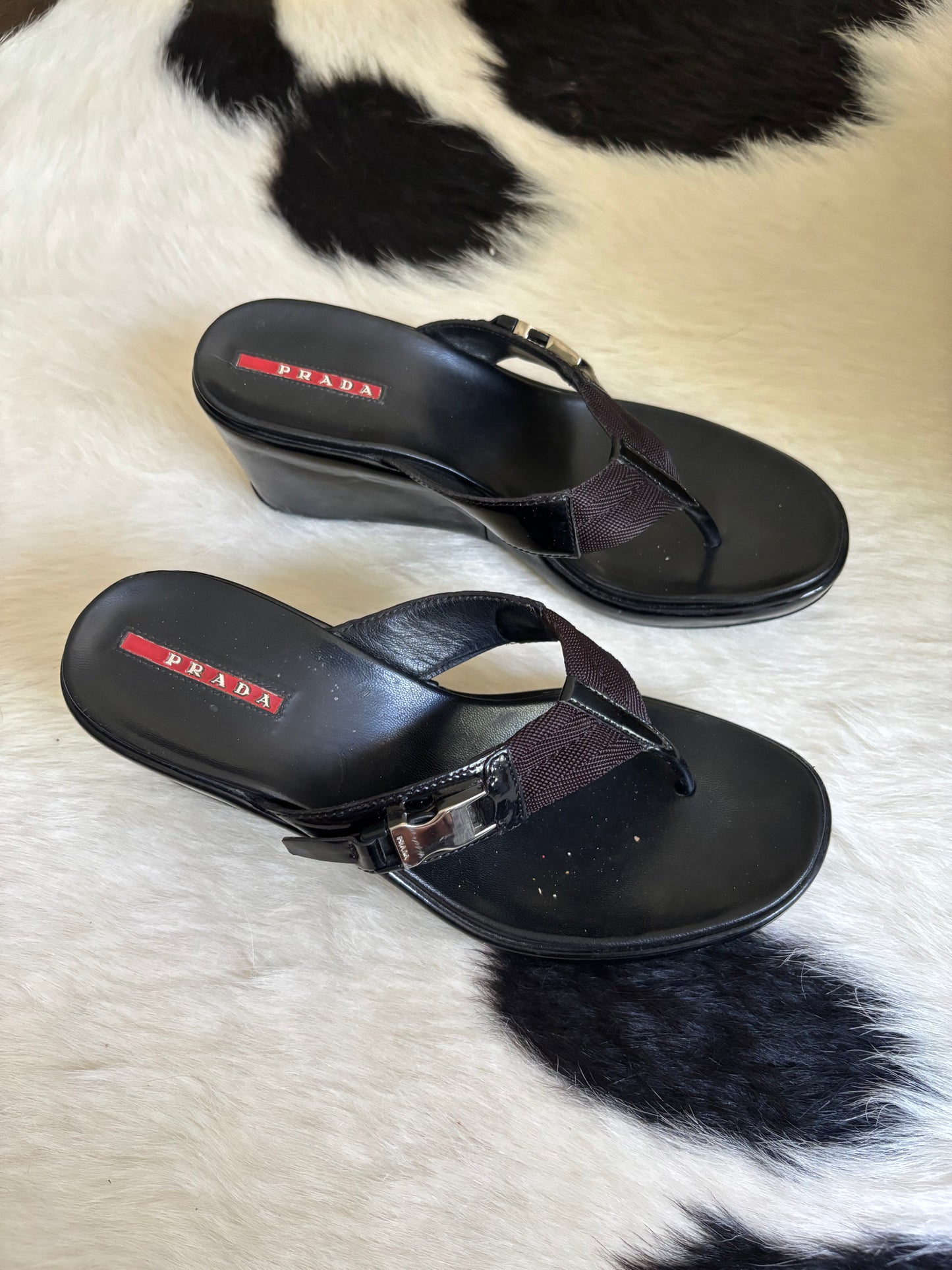 Vintage Prada Sport Wedge Flip Flops