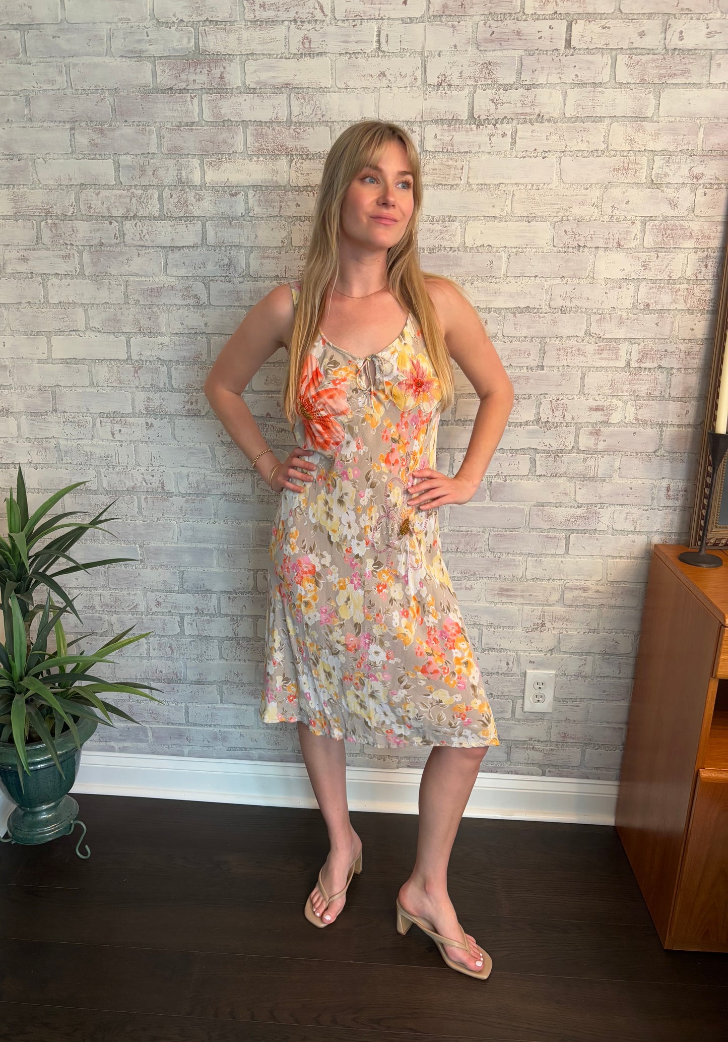 Vintage Beaded Floral Dress
