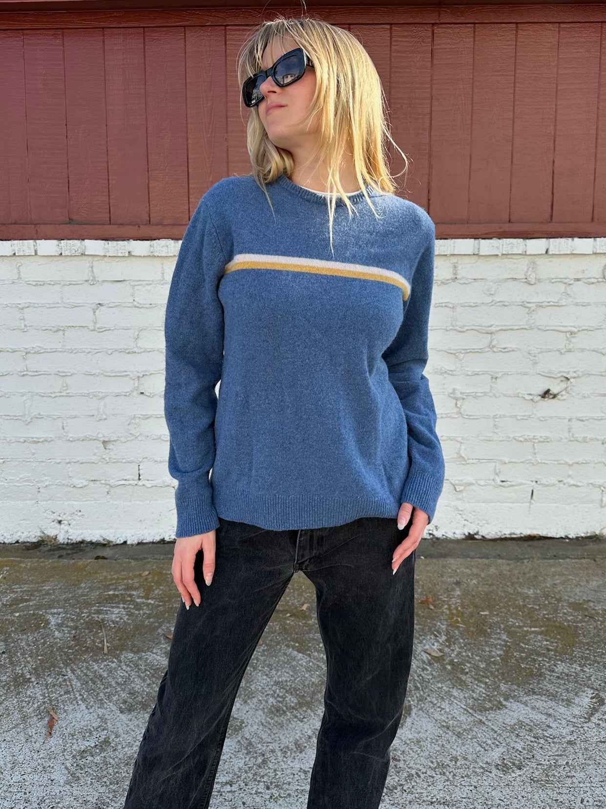 Blue Stripe Lambswool Sweater