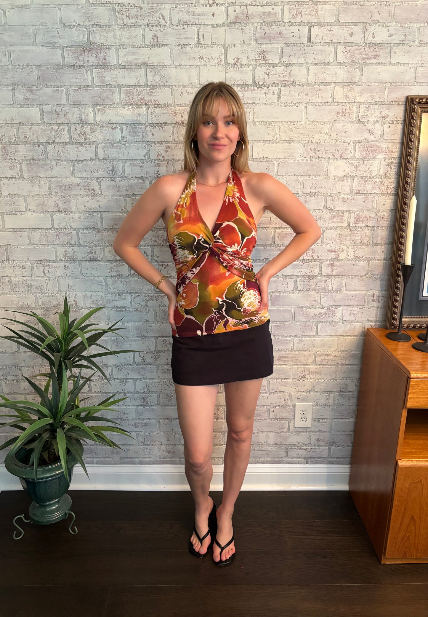 Y2k Cache Floral Halter Top