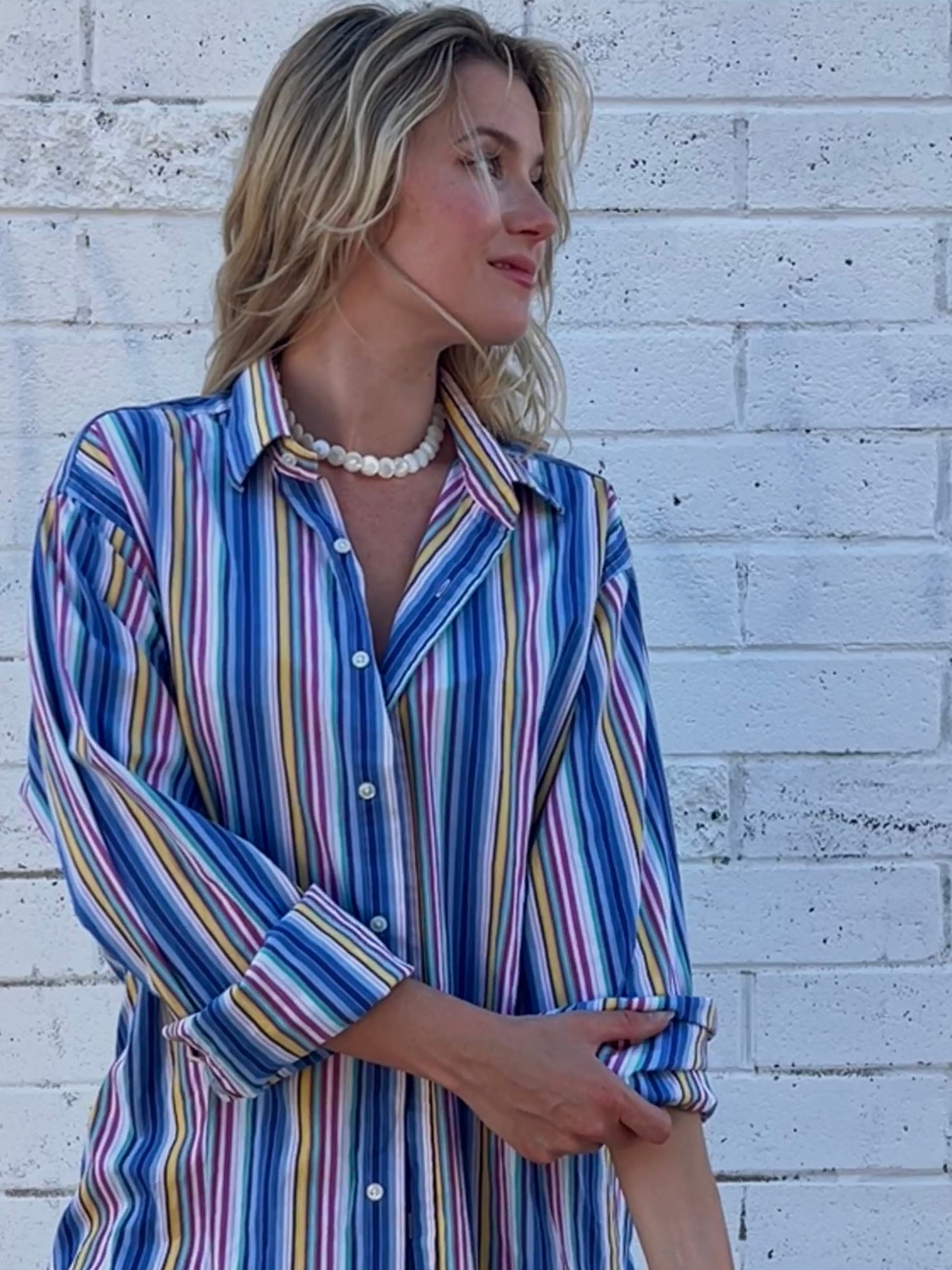 Vintage Retro Stripe Button Down