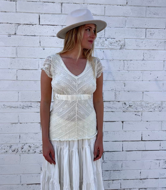 Cream Lace Milkmaid Top