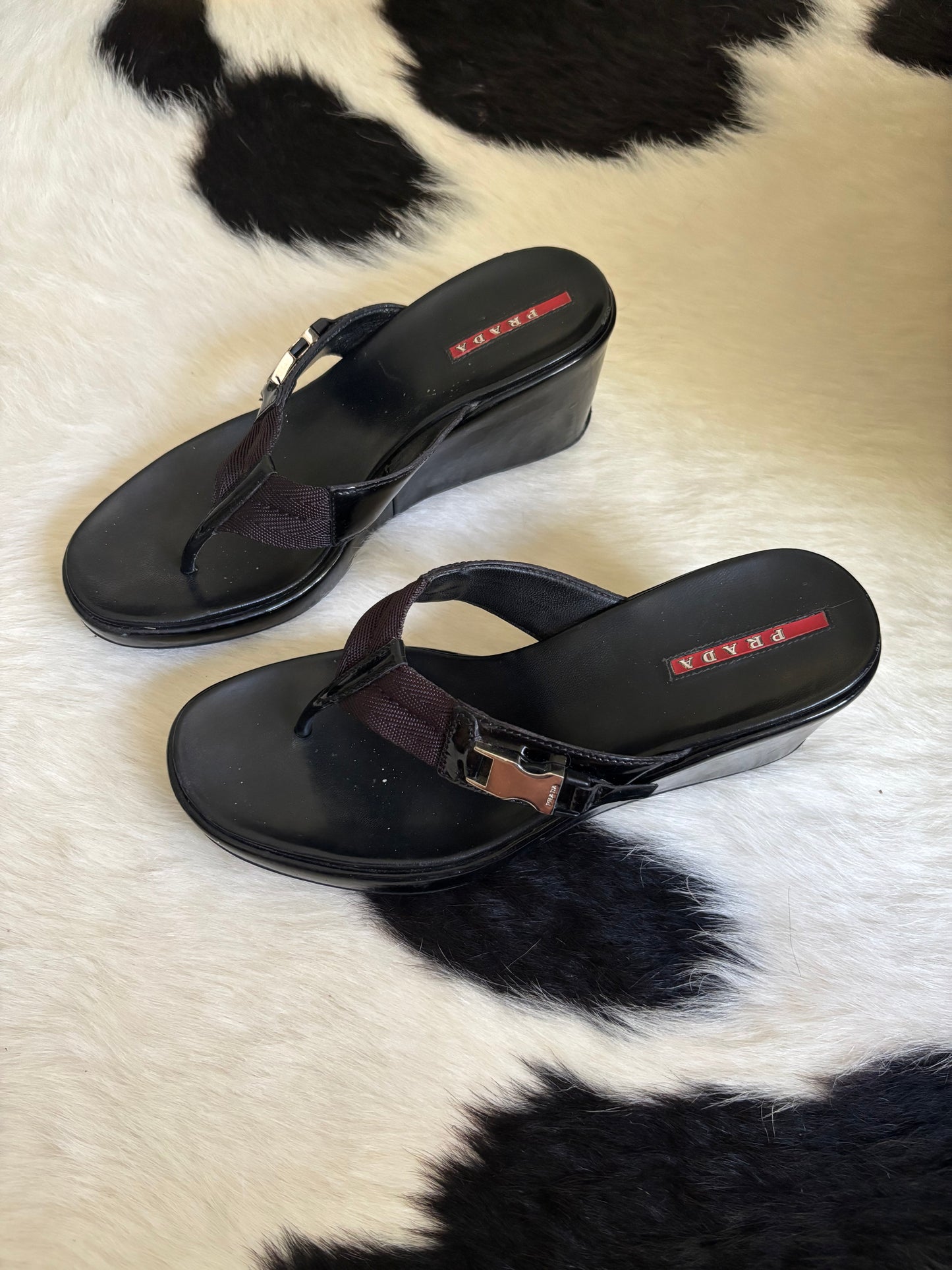 Vintage Prada Sport Wedge Flip Flops