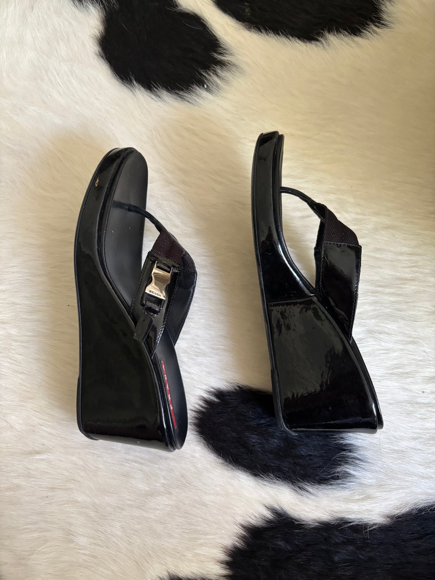 Vintage Prada Sport Wedge Flip Flops