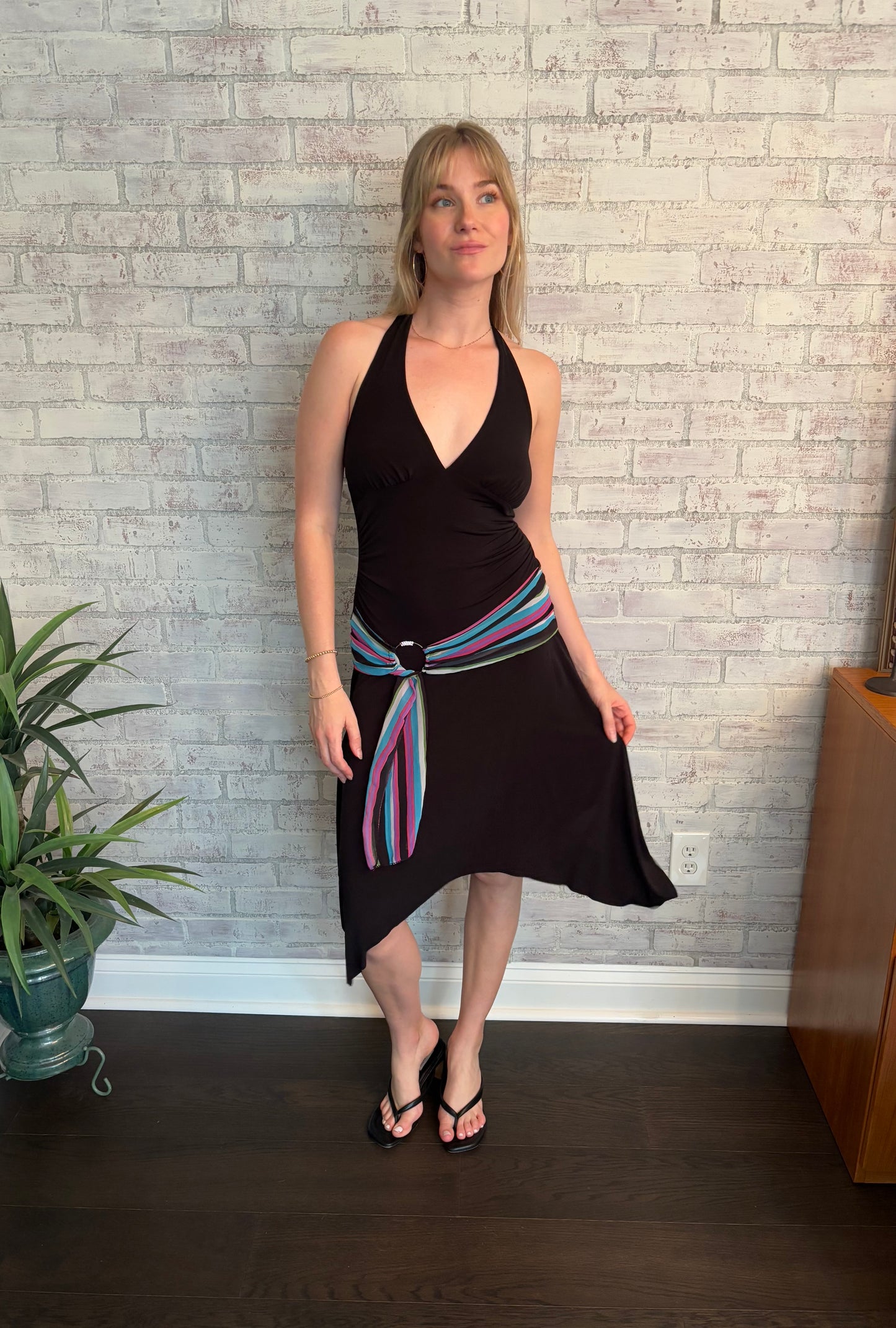 Vintage Y2k Halter Asymmetrical Dress