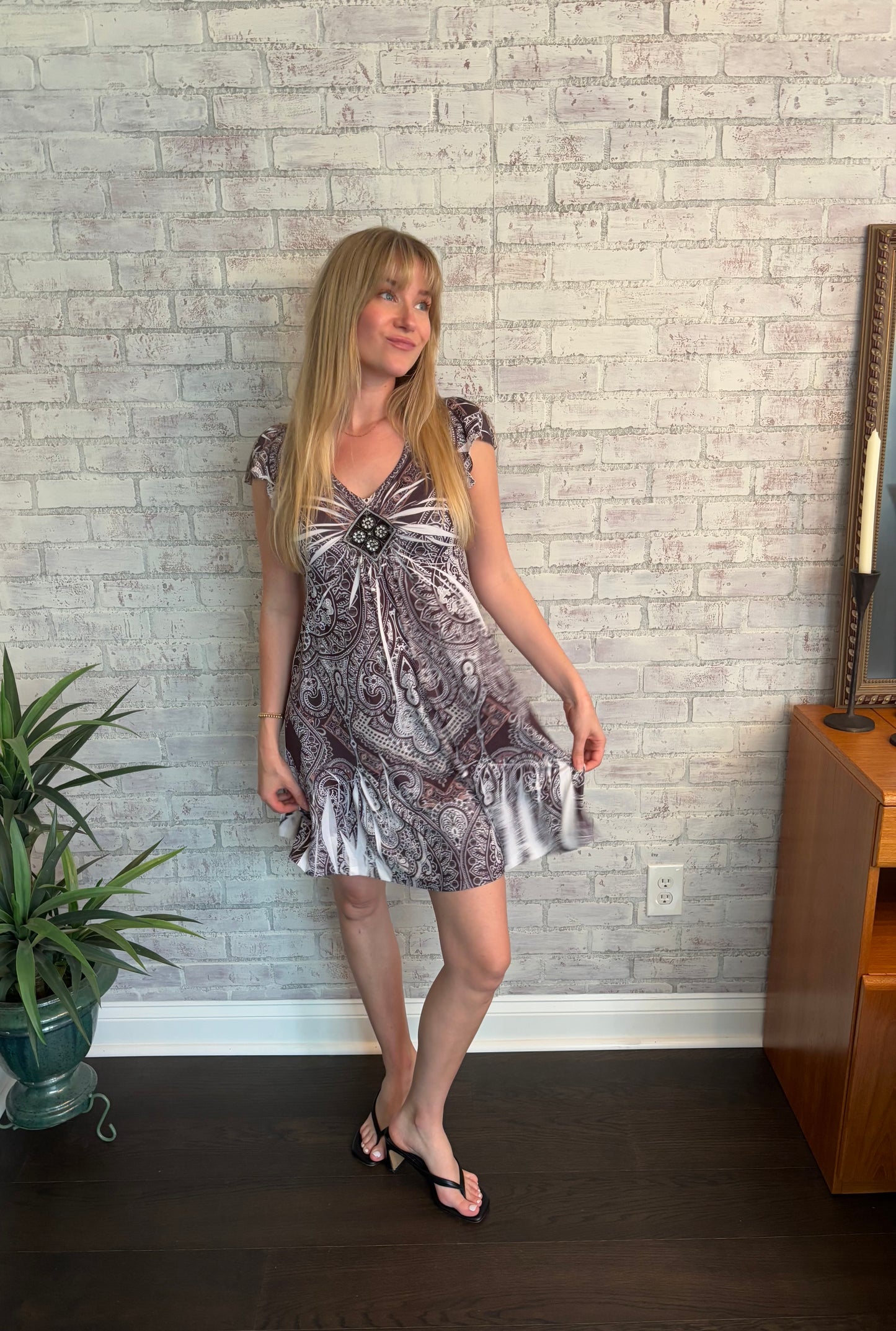 Vintage Y2k Embellished Flowy Dress