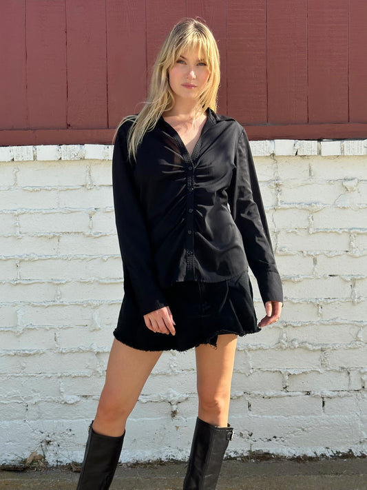 Black Button Up Top