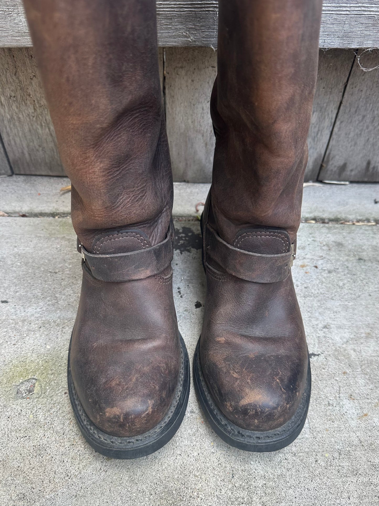 Frye Brown Leather Moto Boots