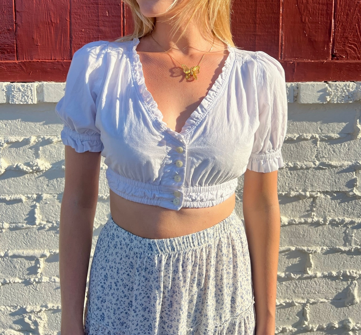 Vintage White Crop Top