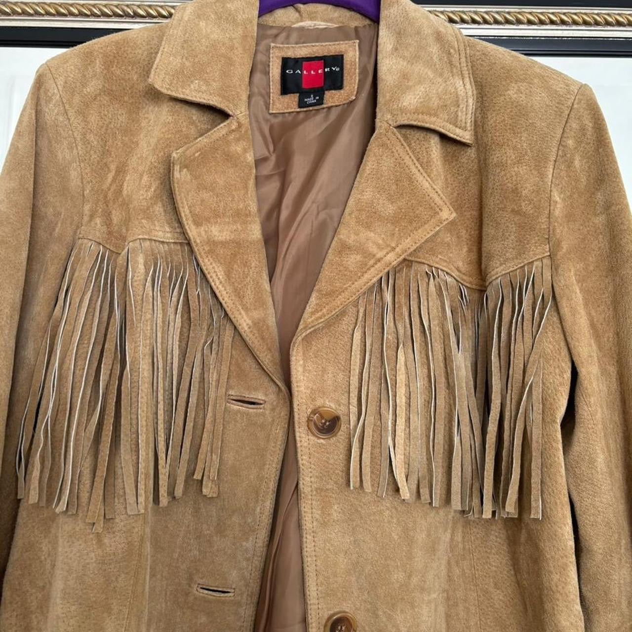 Vintage Tan Suede Fringe Jacket