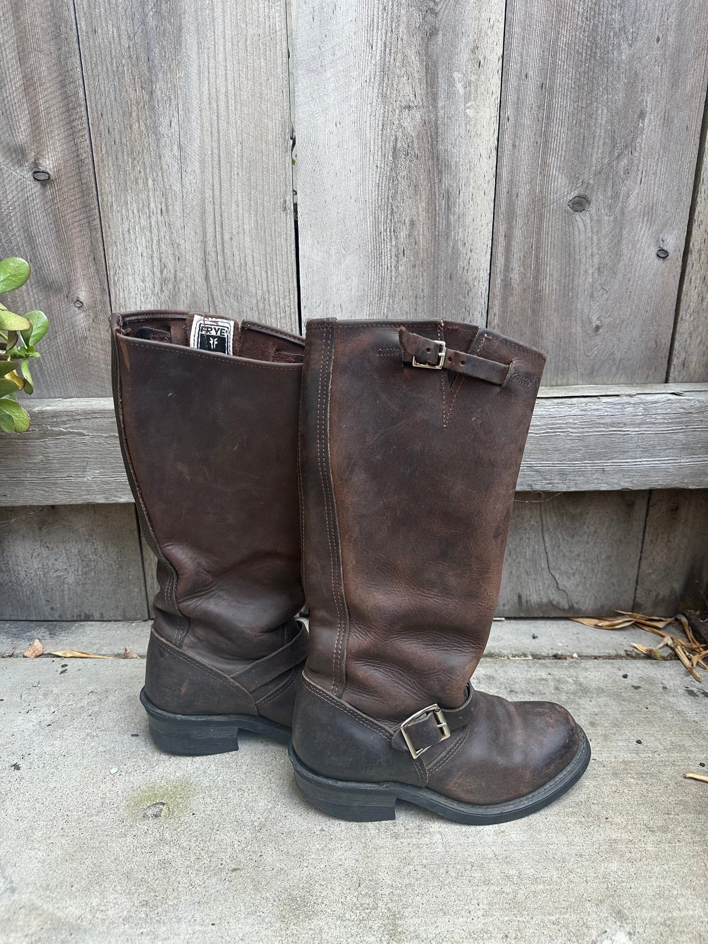 Frye Brown Leather Moto Boots