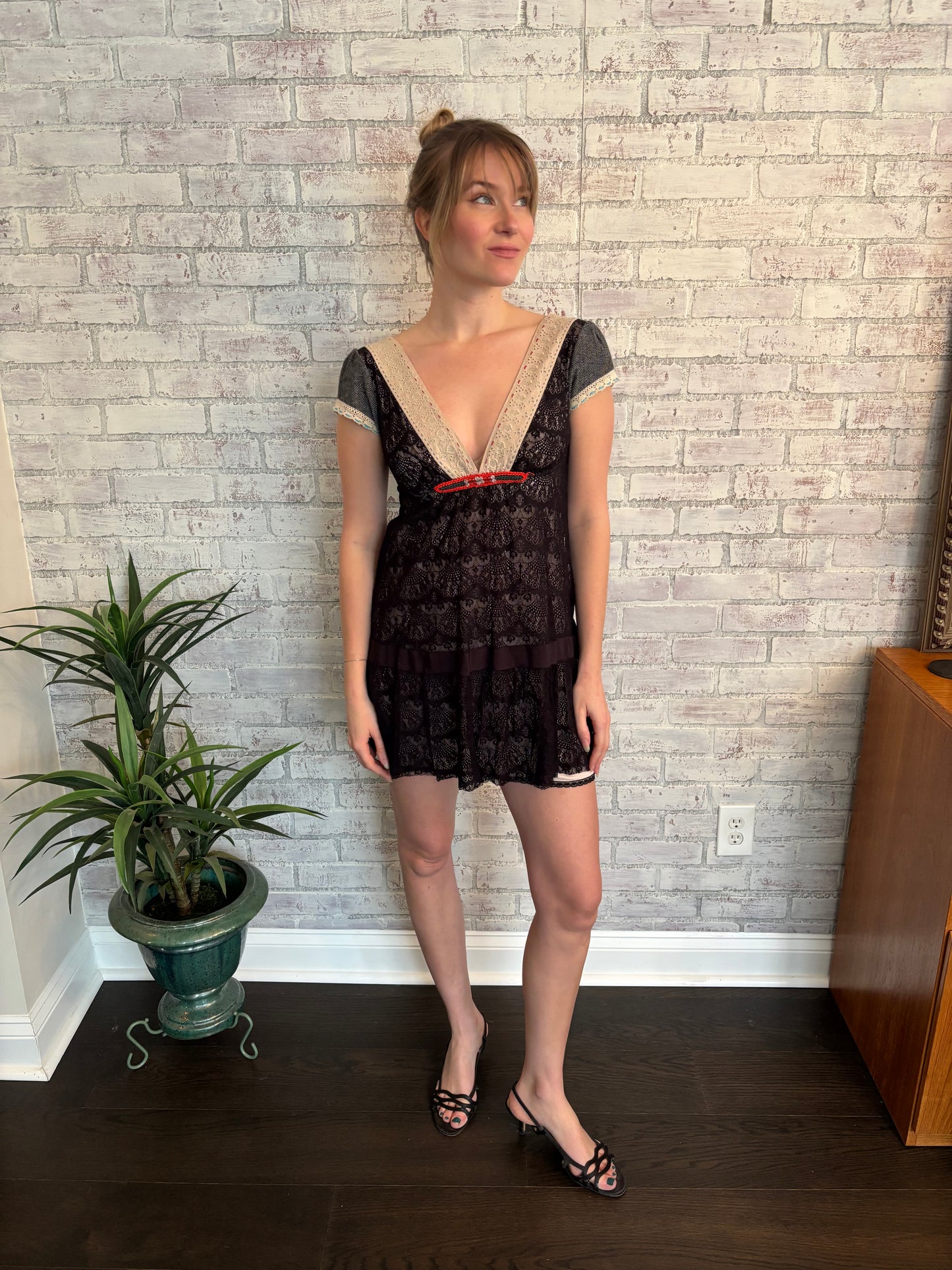 Vintage Black Lace Mini Dress