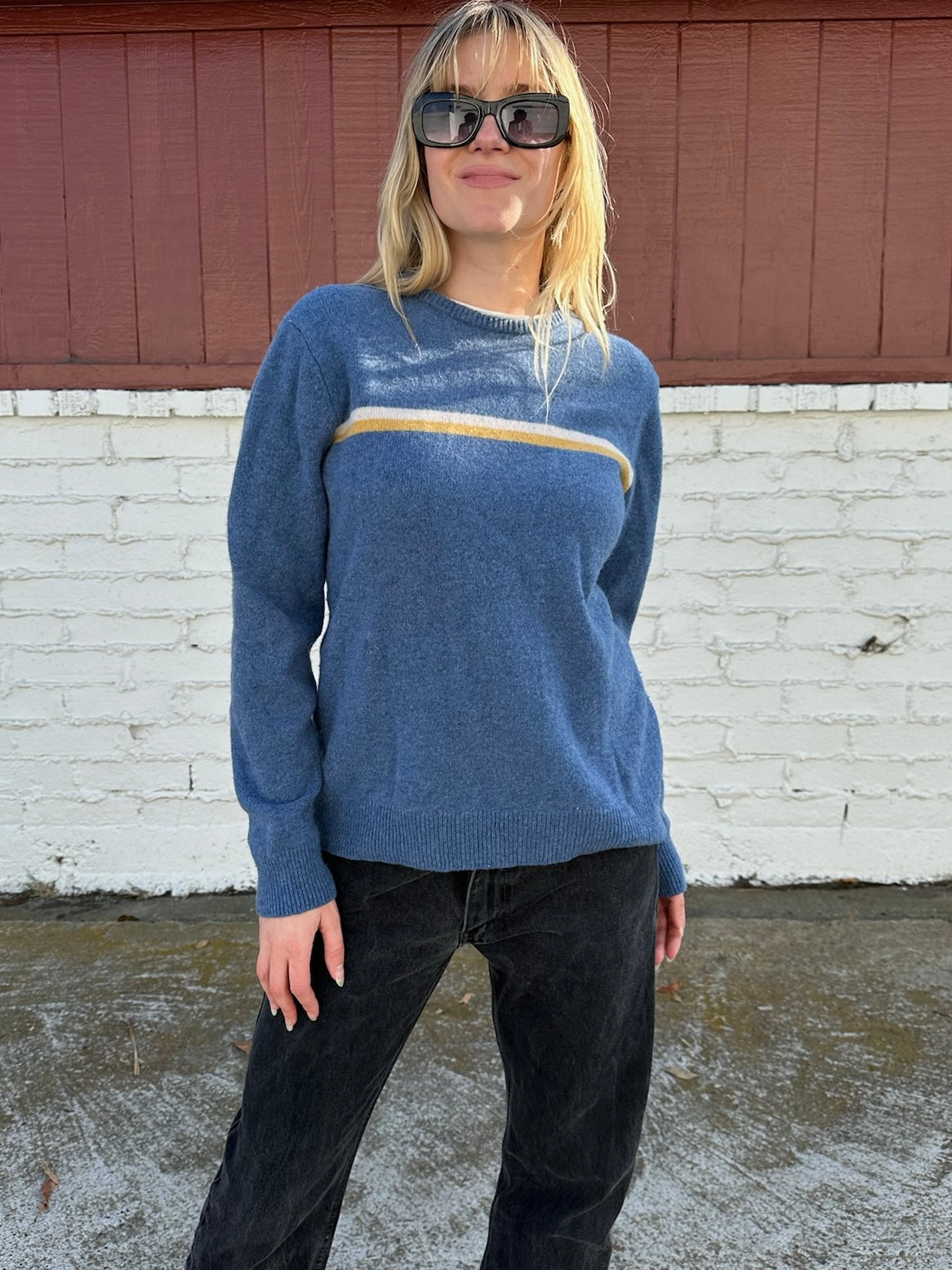 Blue Stripe Lambswool Sweater