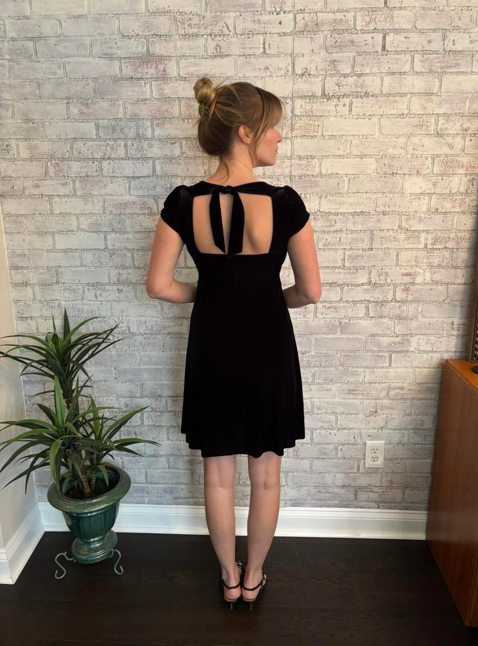 Vintage Free People Black Velvet Dress