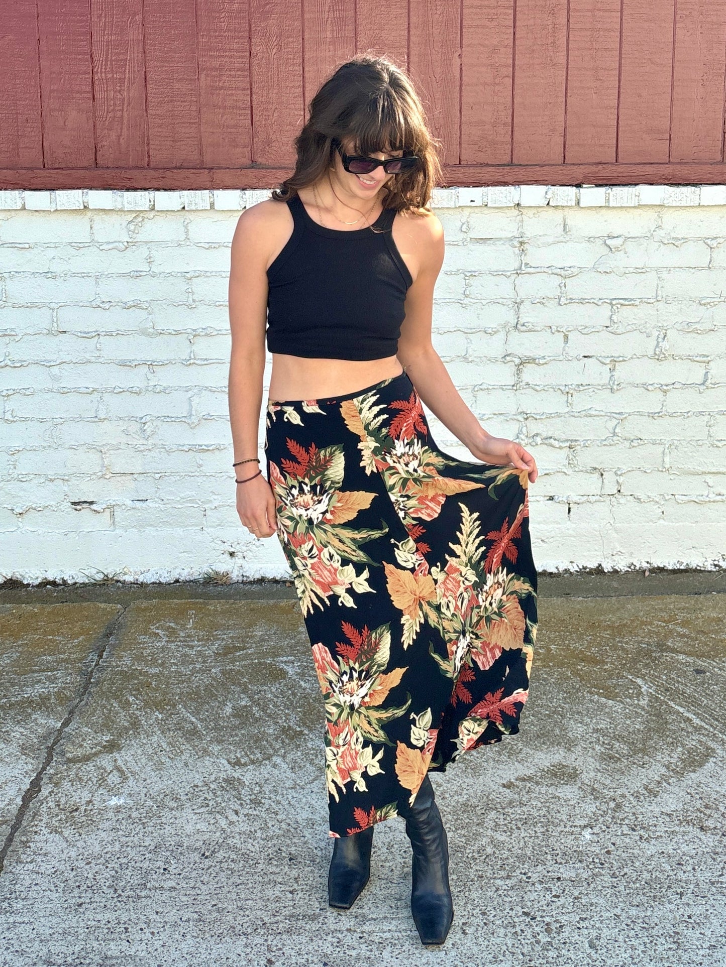 Black Floral Maxi Skirt