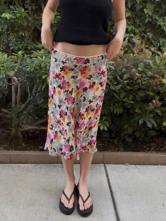 Y2k Floral Midi Skirt