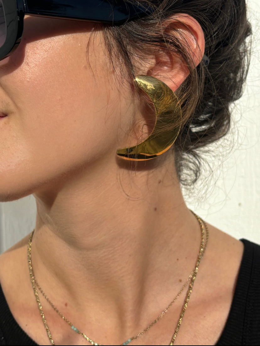 Gold Crescent Moon Earrings