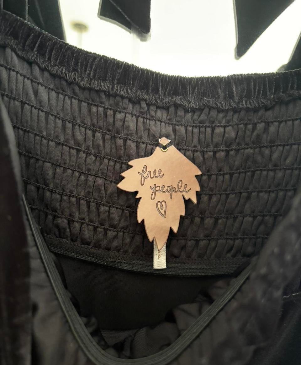 Vintage Free People Black Velvet Dress