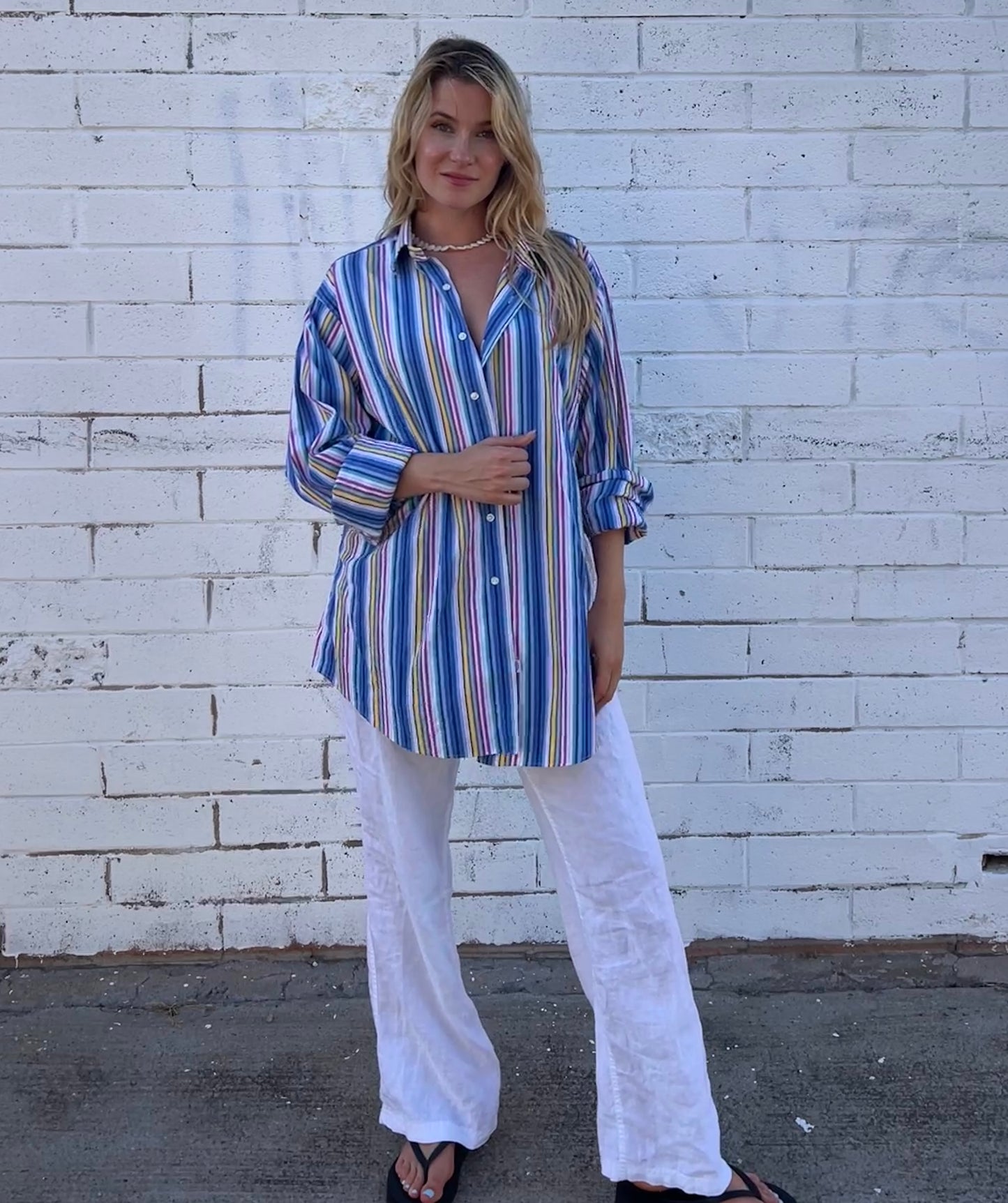 Vintage Retro Stripe Button Down