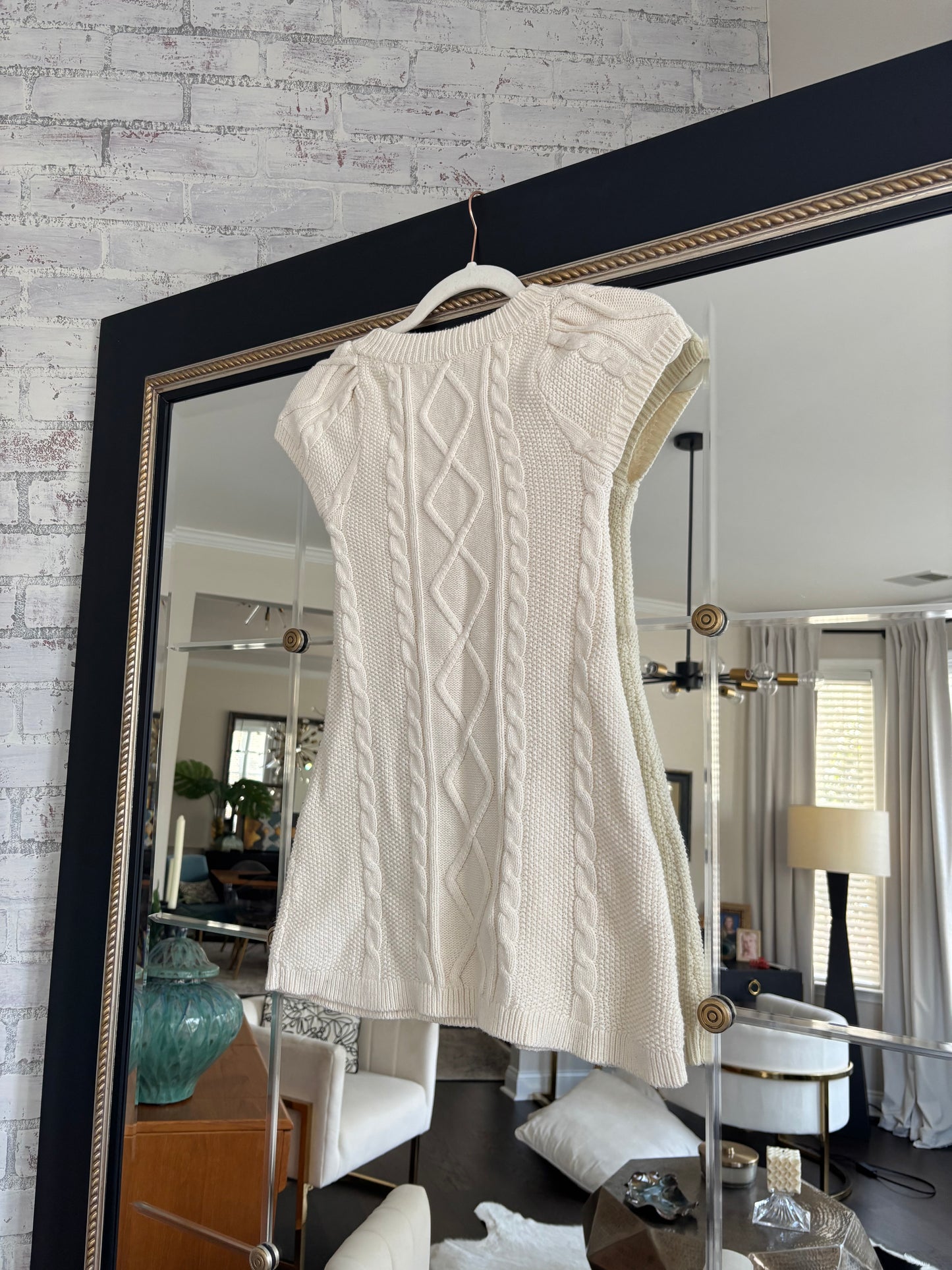 Y2k Express Cream Cable Knit Sweater Top