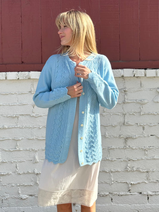 Vintage Baby Blue Cardigan Sweater