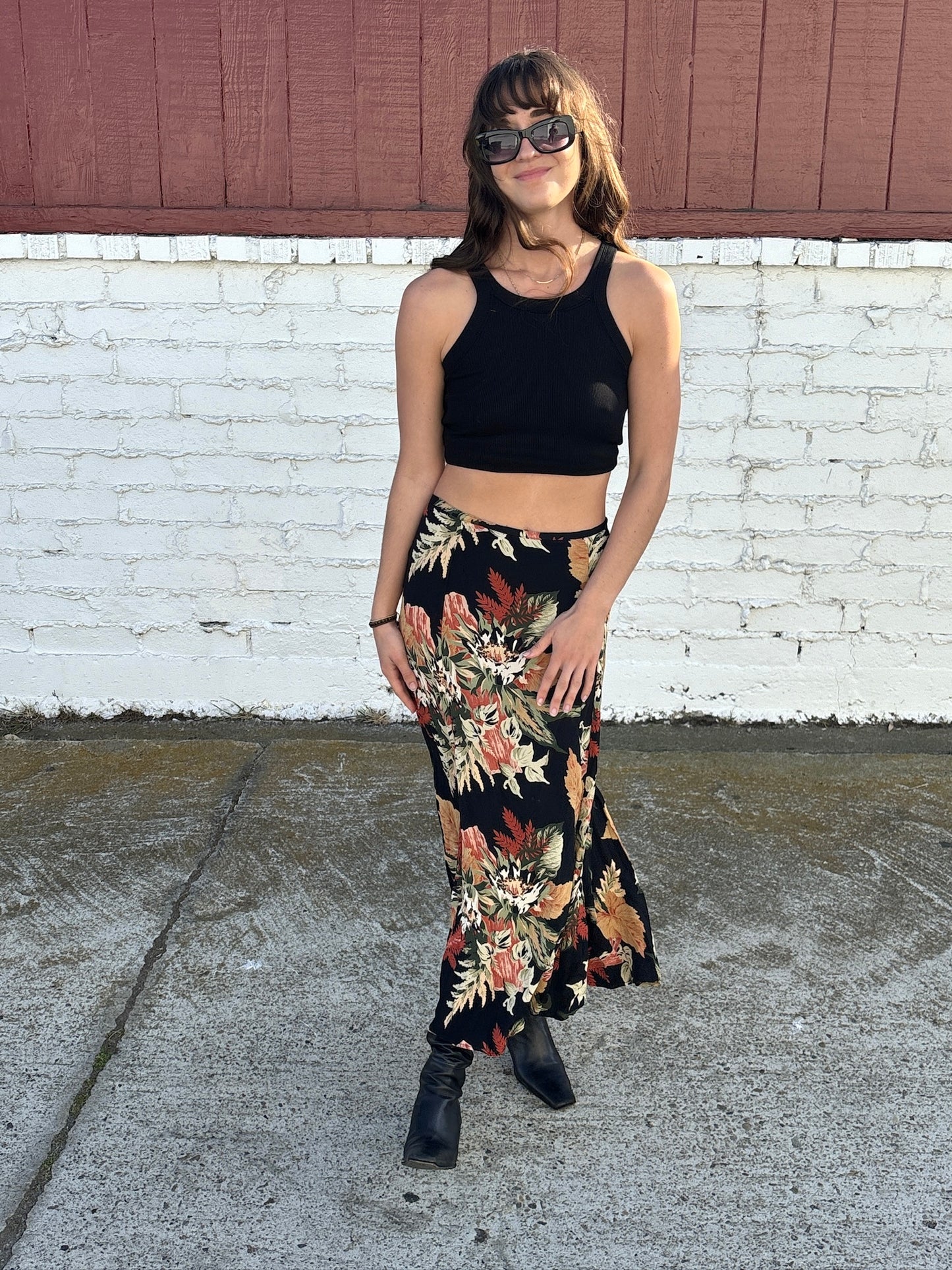 Black Floral Maxi Skirt