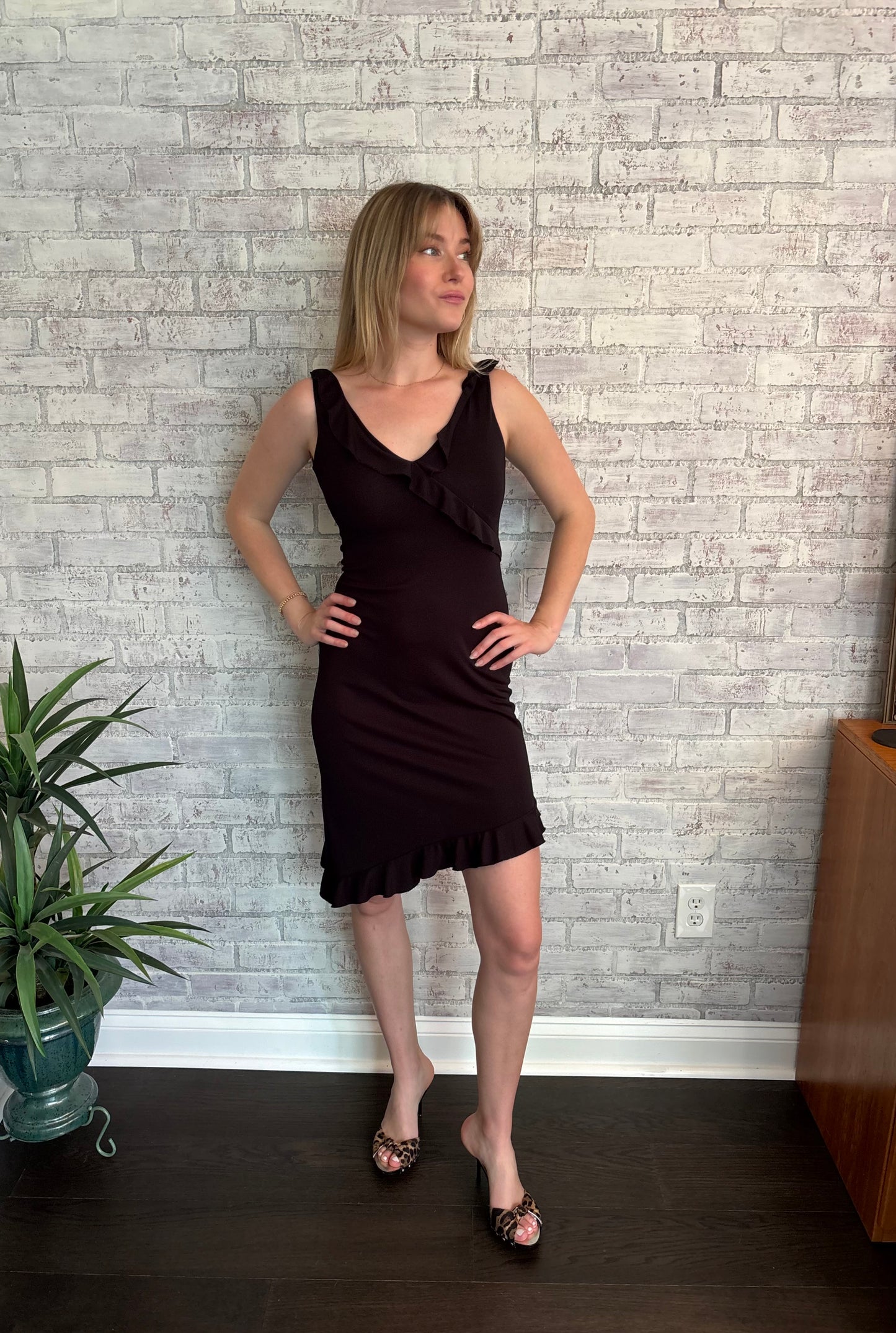 Vintage Y2k Black Asymmetrical Dress