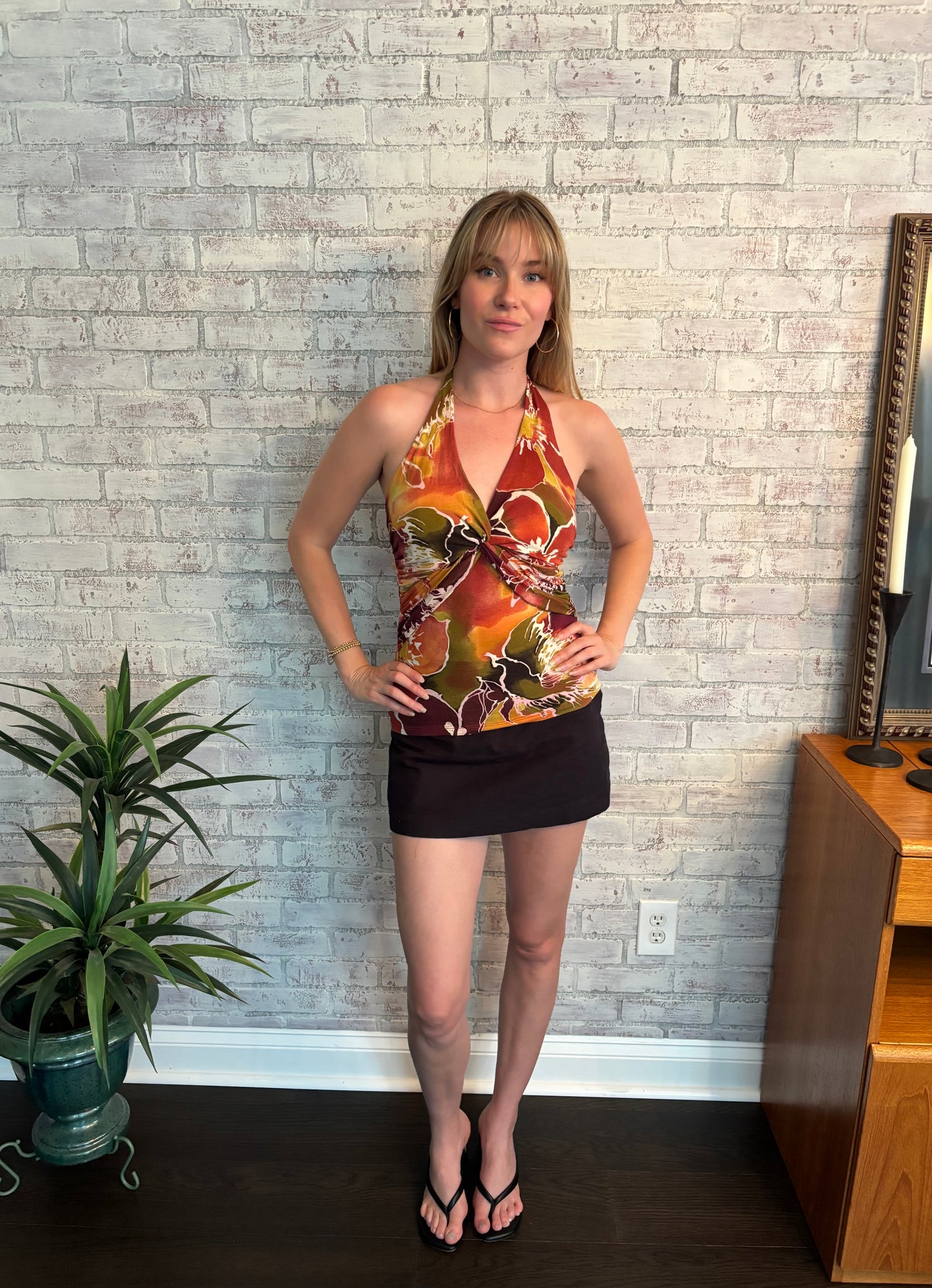 Y2k Cache Floral Halter Top