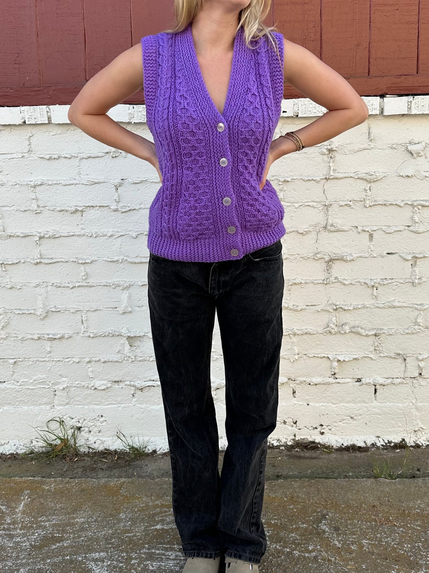 Purple Knit Sweater Vest