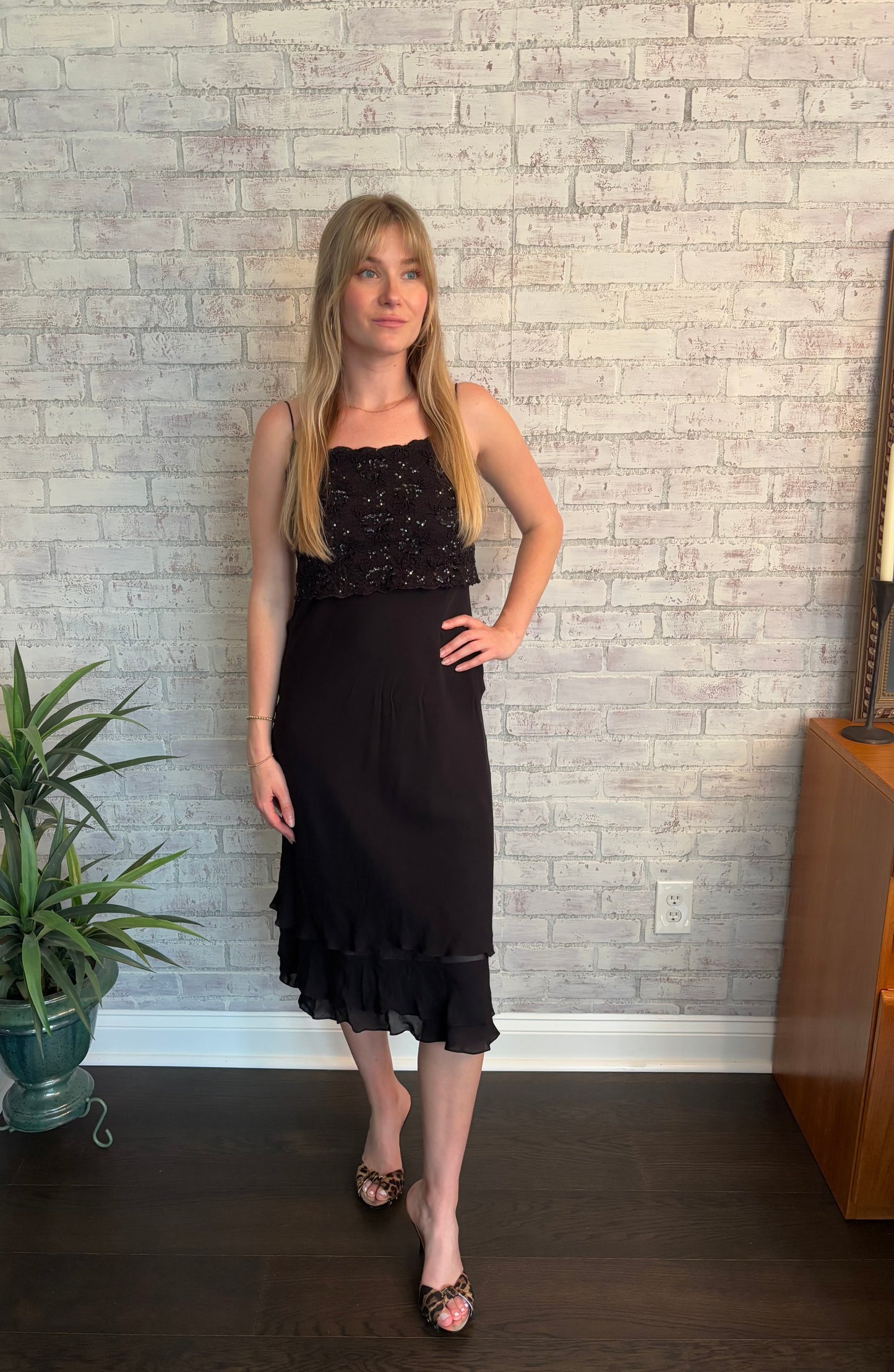 Vintage 90s Ralph Lauren Black Silk Dress