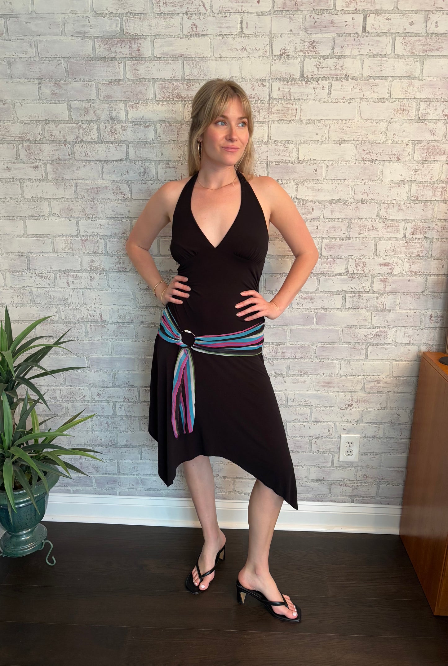 Vintage Y2k Halter Asymmetrical Dress