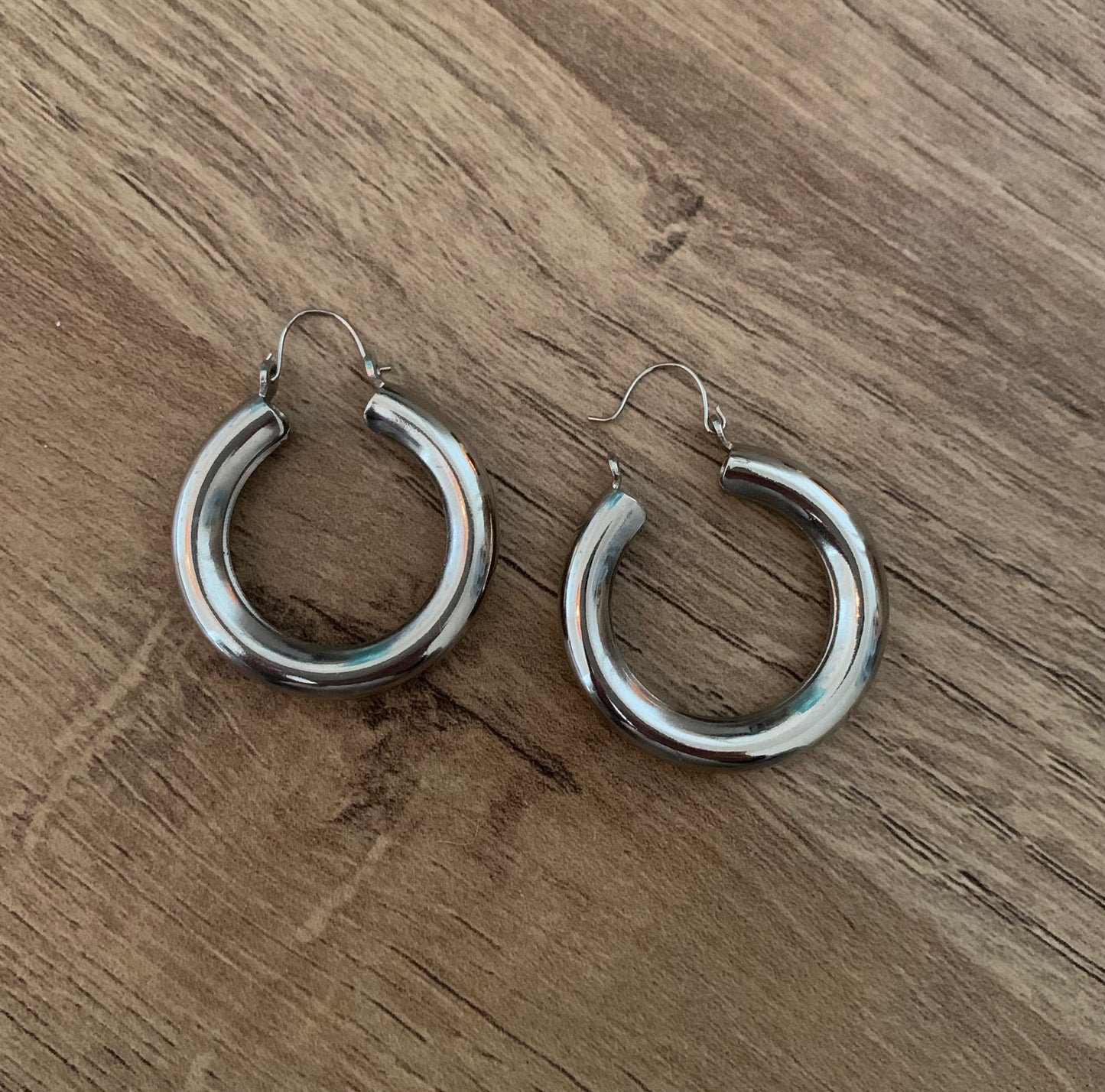 Chunky Silver Hoops