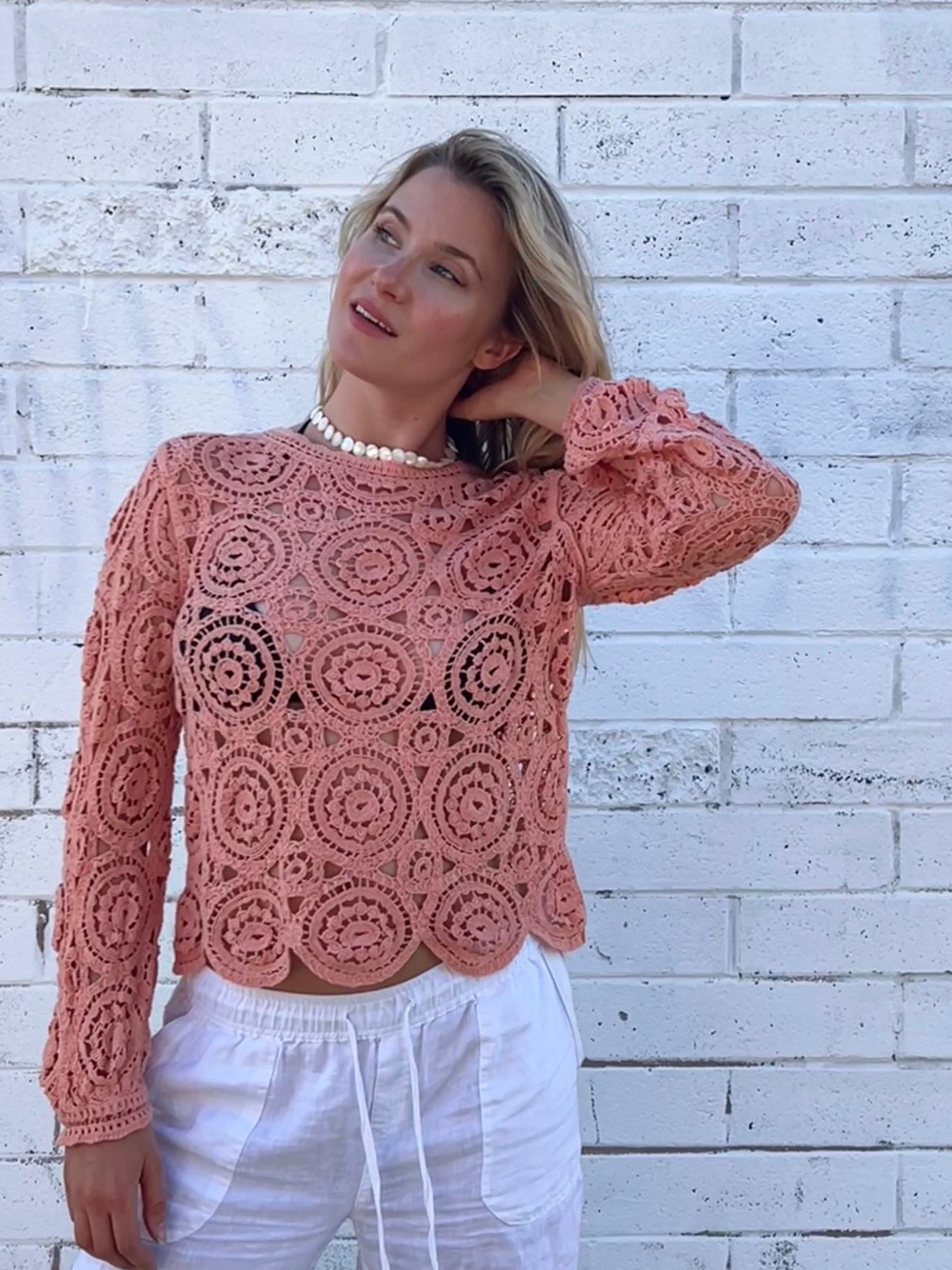 Coral Crochet Top