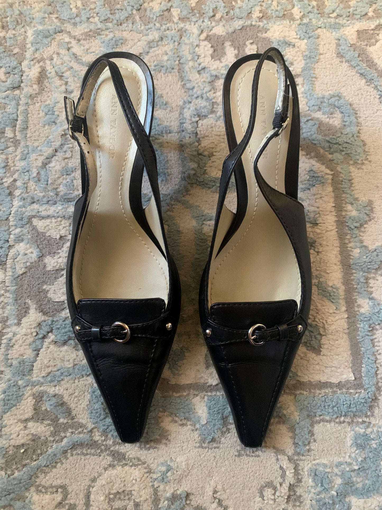 Black Pointed Toe Kitten Heels