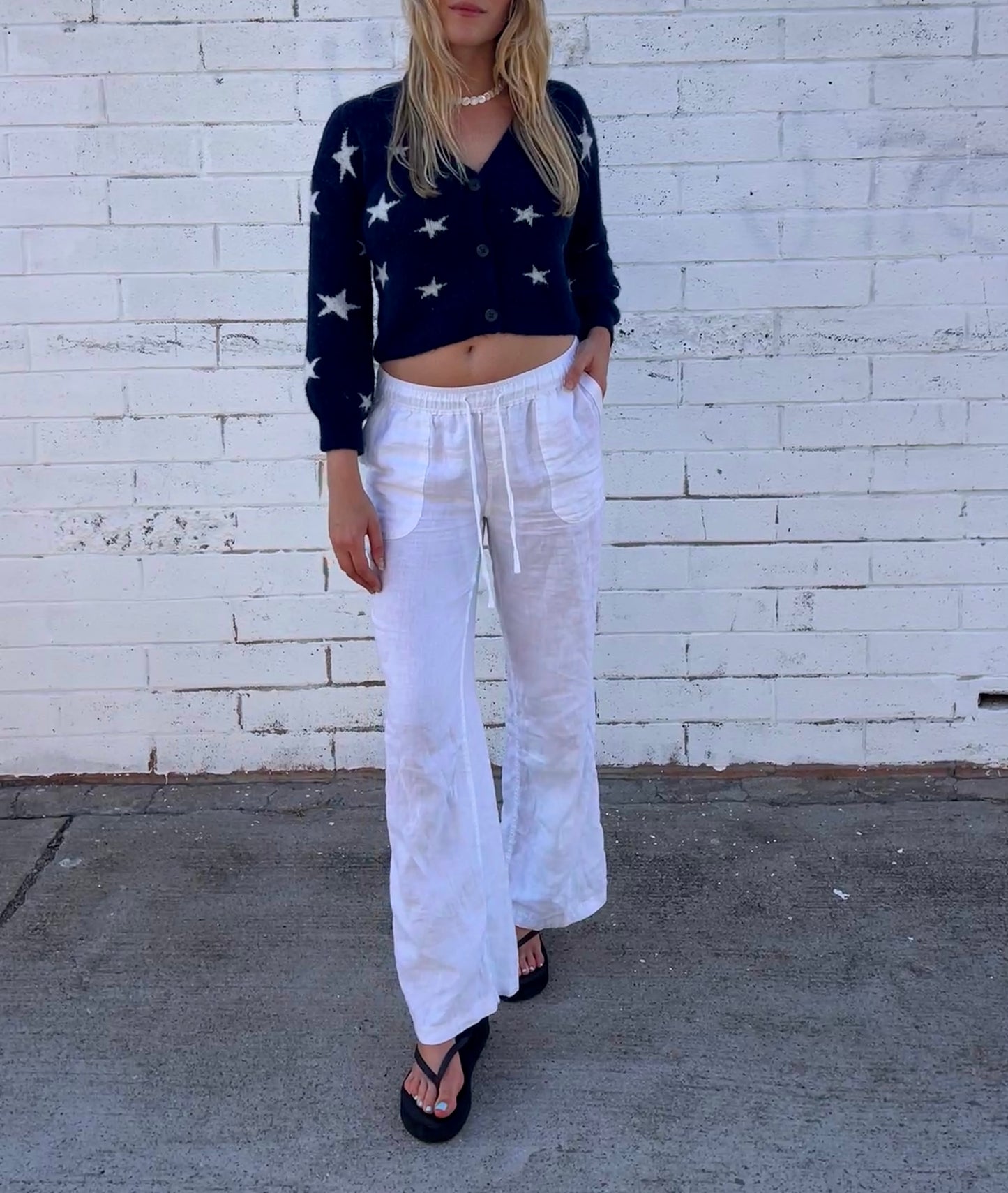 Star Print Cropped Cardigan