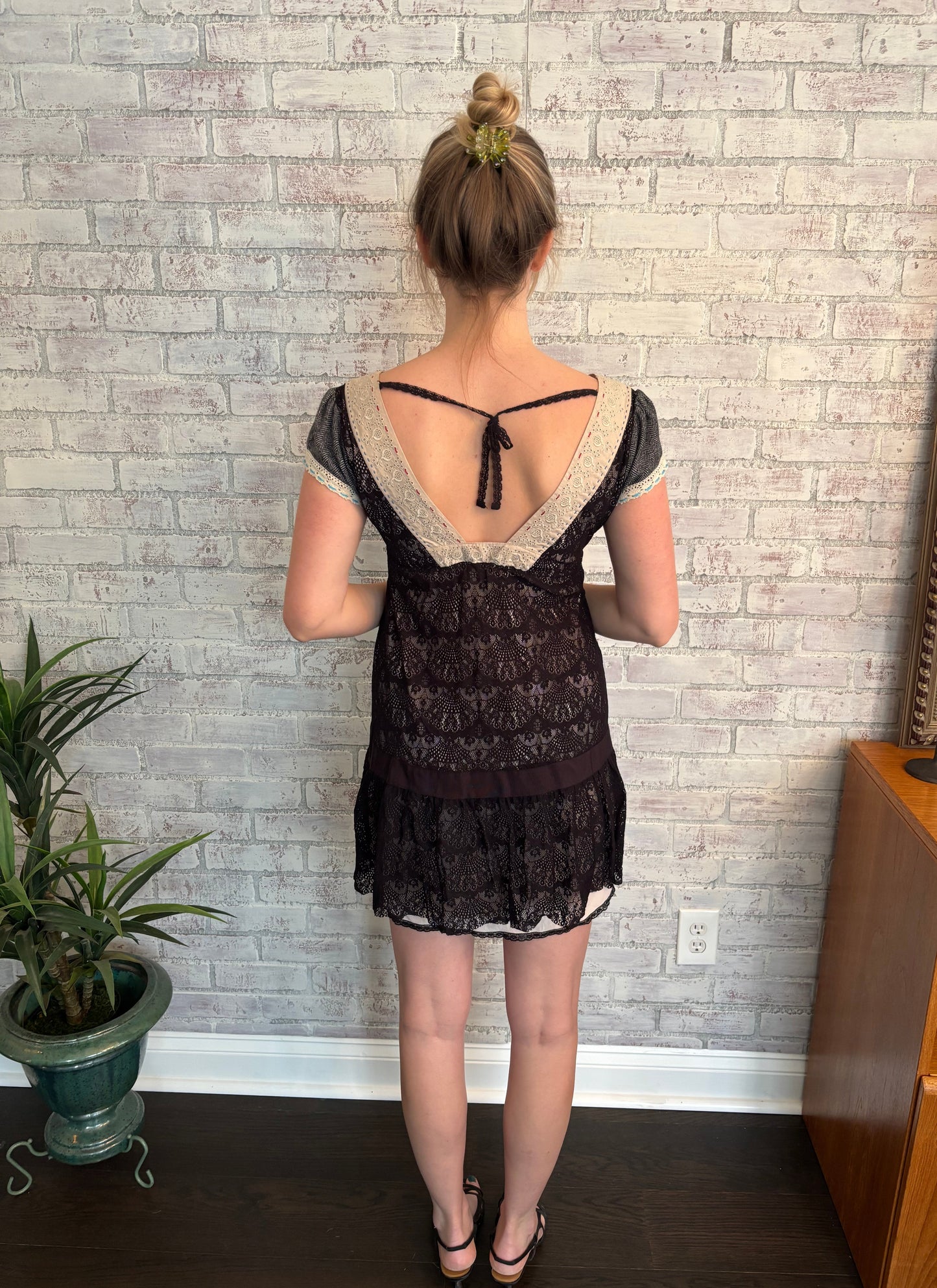 Vintage Black Lace Mini Dress