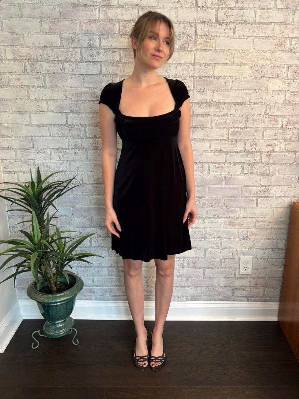 Vintage Free People Black Velvet Dress