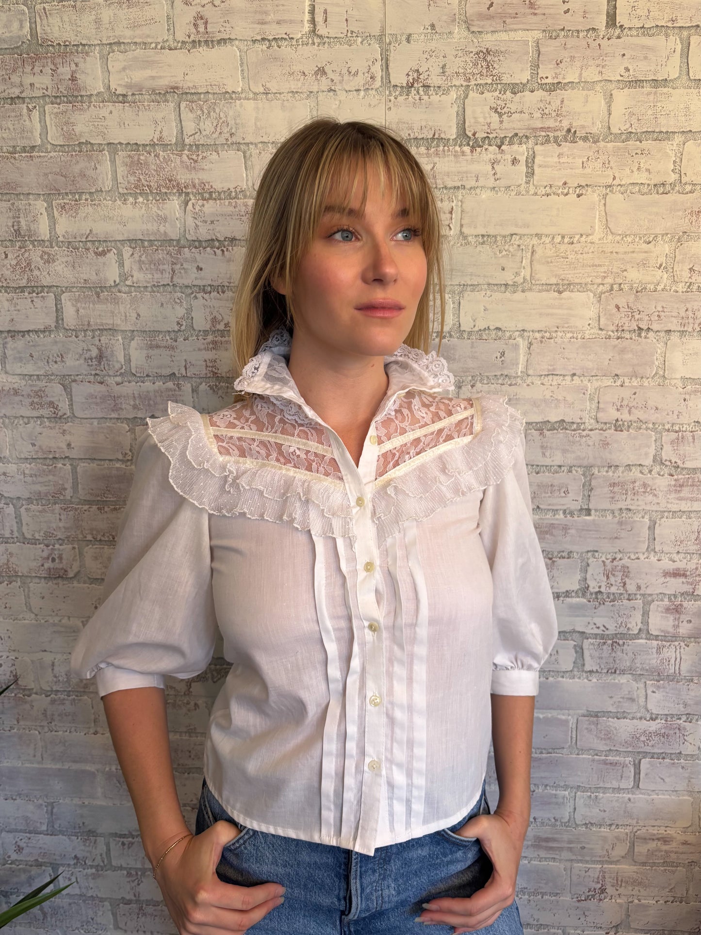 Vintage 80s Gunne Sax Lace Blouse
