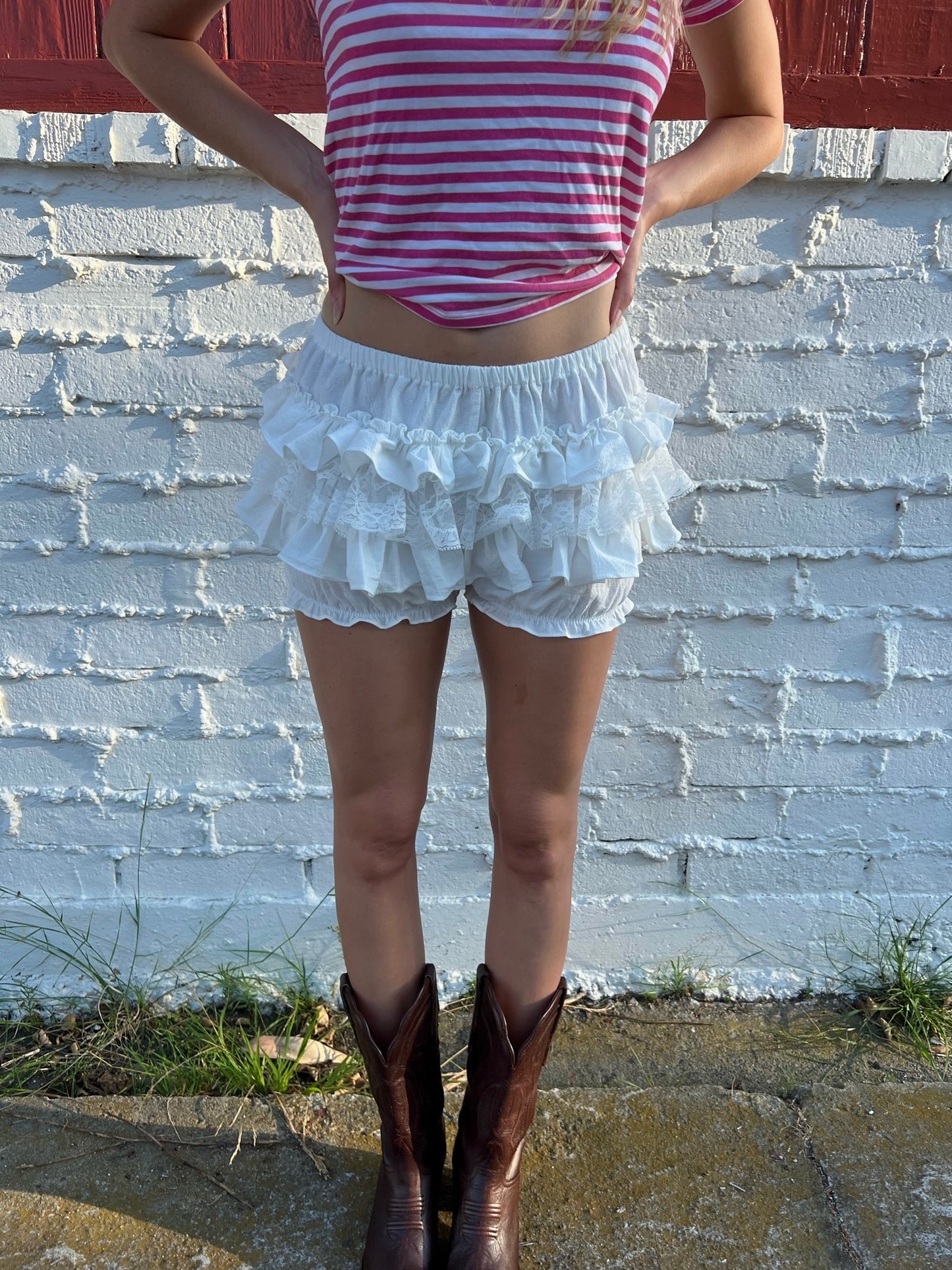 Handmade White Lace Bloomer Shorts