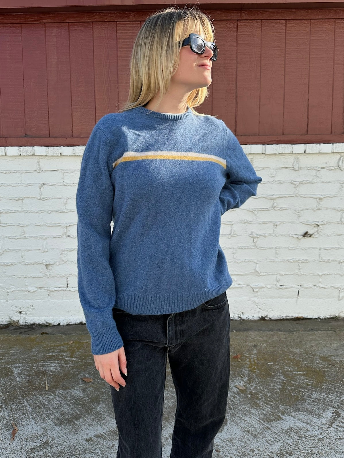 Blue Stripe Lambswool Sweater