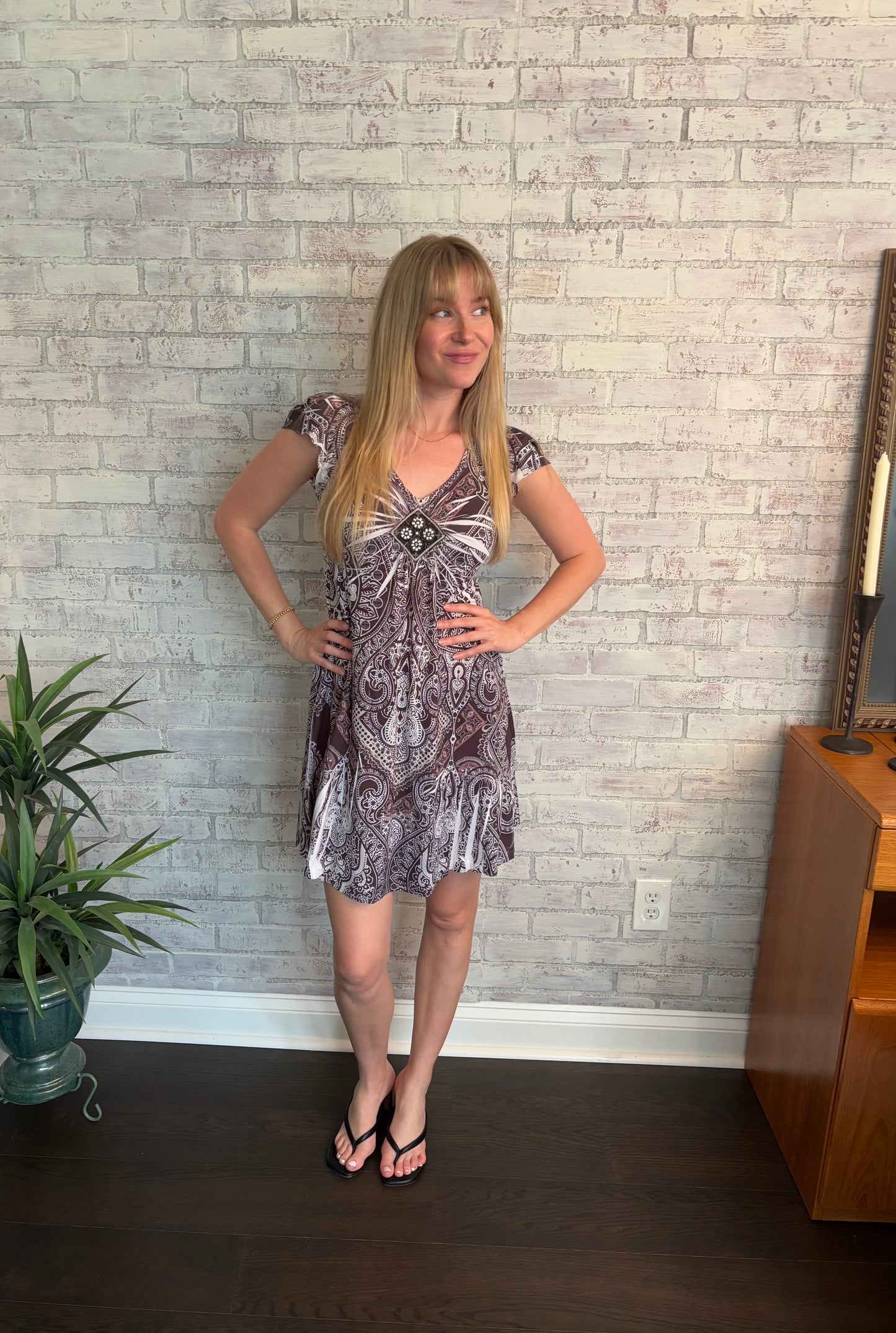 Vintage Y2k Embellished Flowy Dress