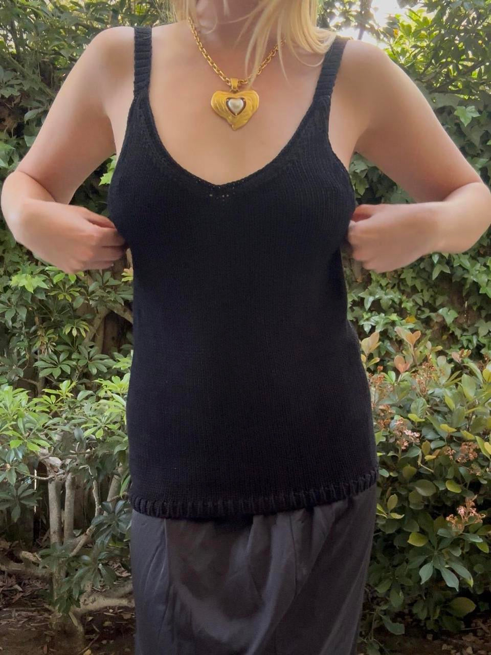 Black 100% Cotton Knit Tank