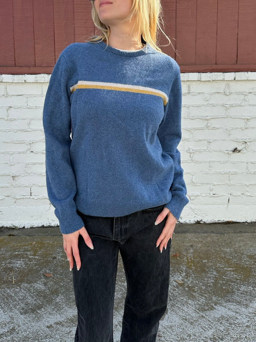 Blue Stripe Lambswool Sweater