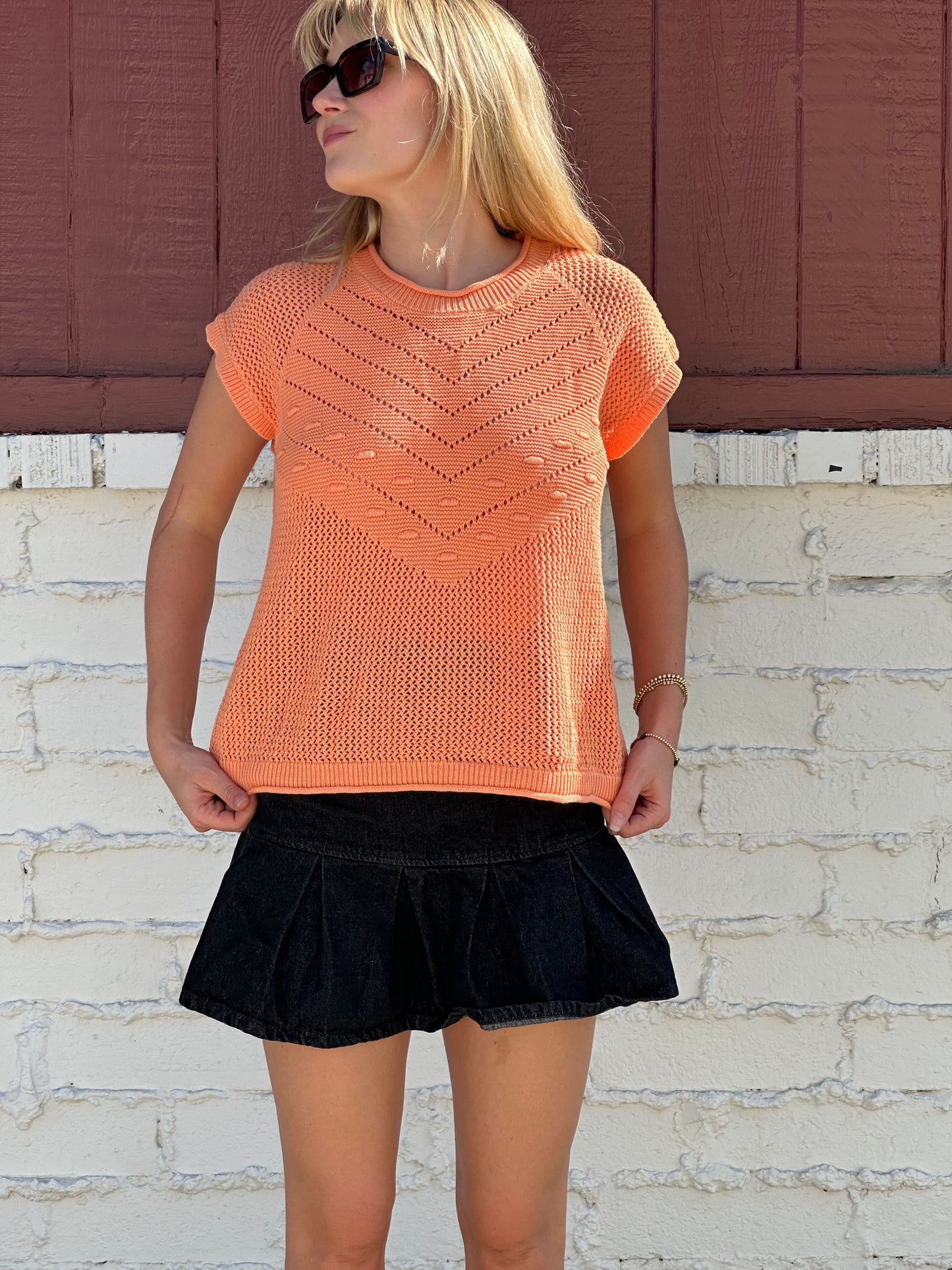 Short Sleeve Orange Sweater