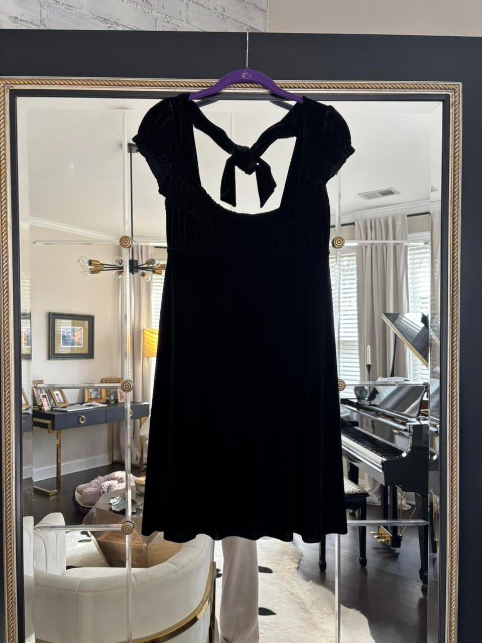Vintage Free People Black Velvet Dress