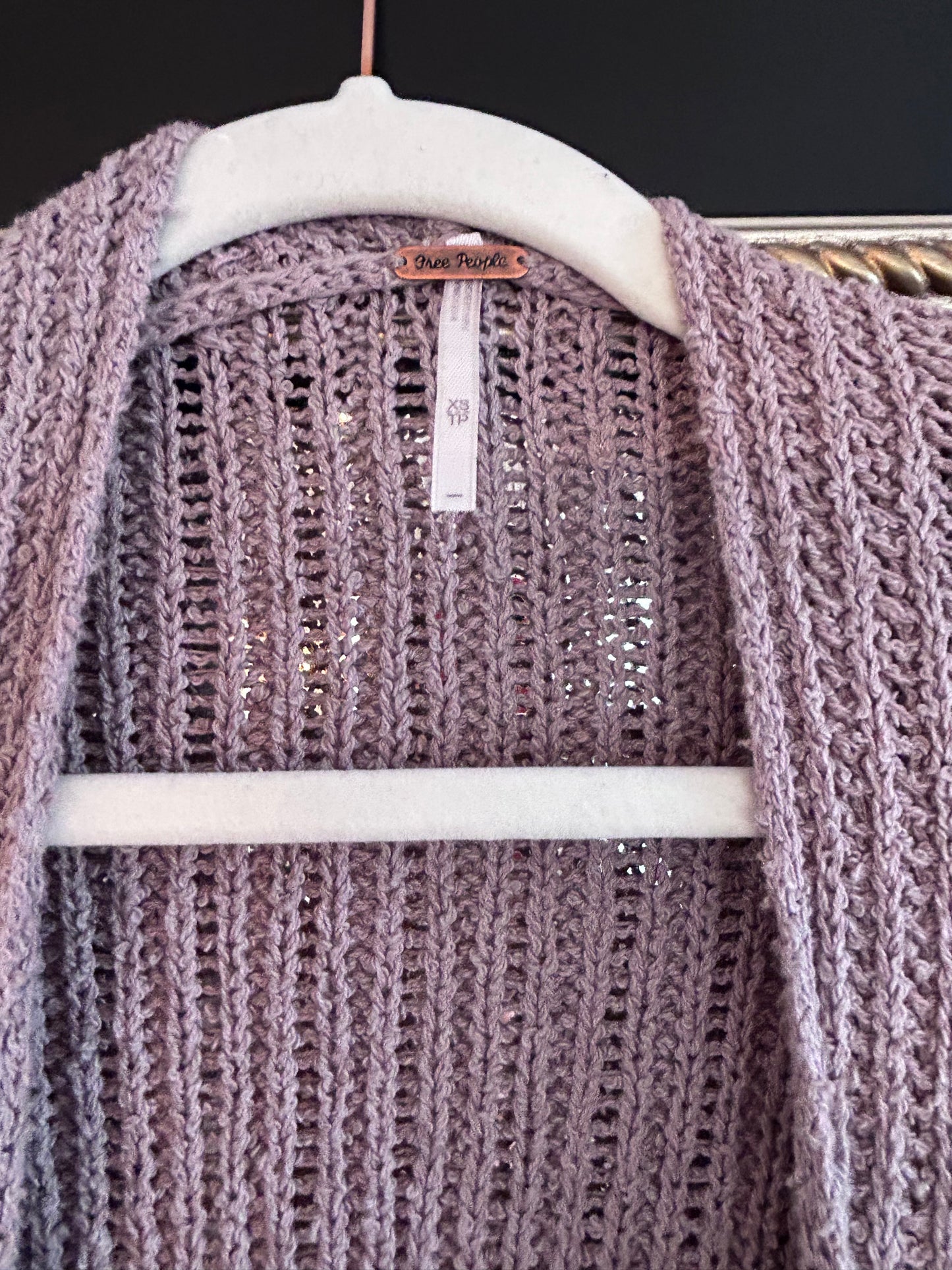 Free People Mauve Long Knit Cardigan