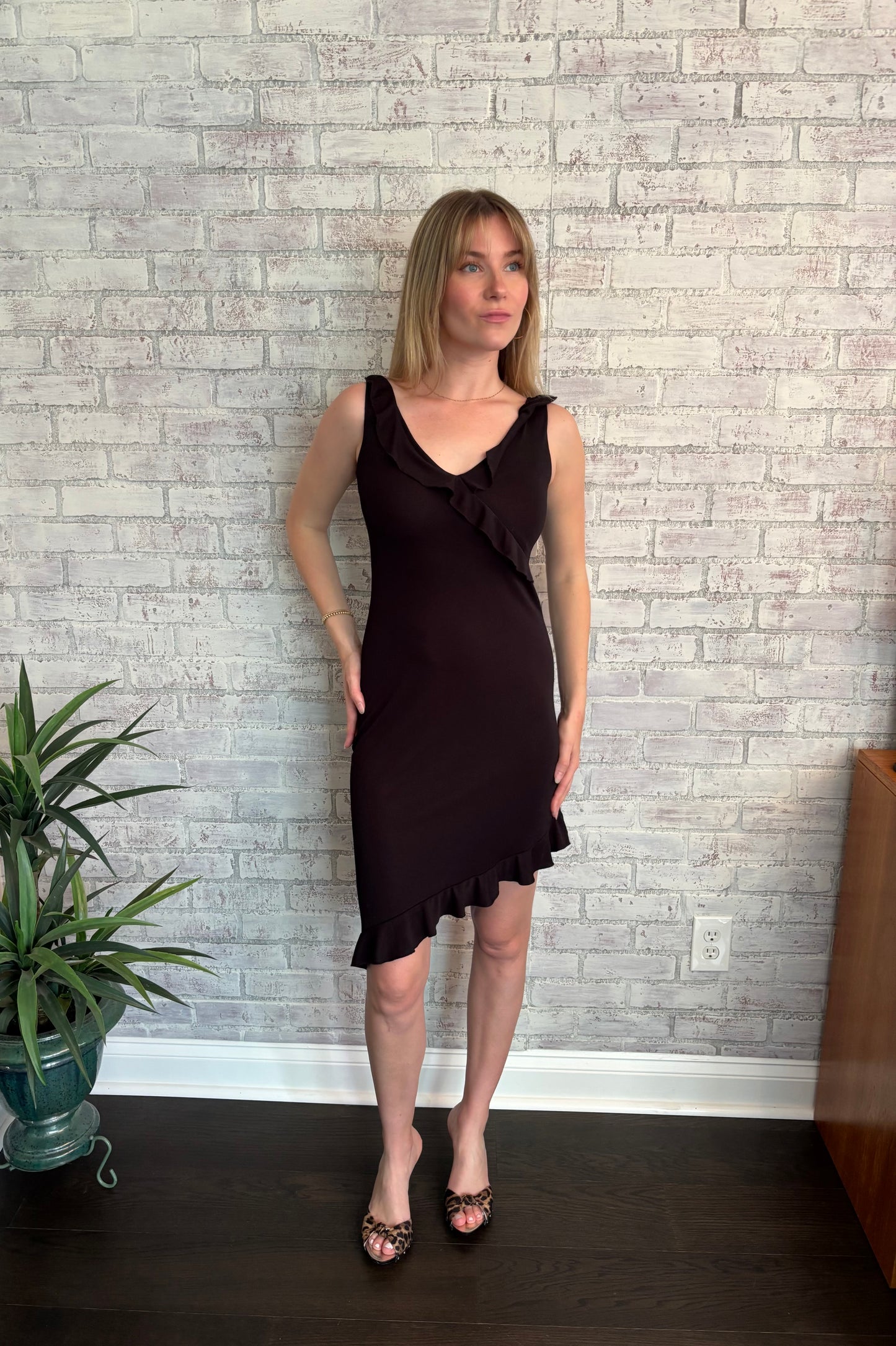 Vintage Y2k Black Asymmetrical Dress