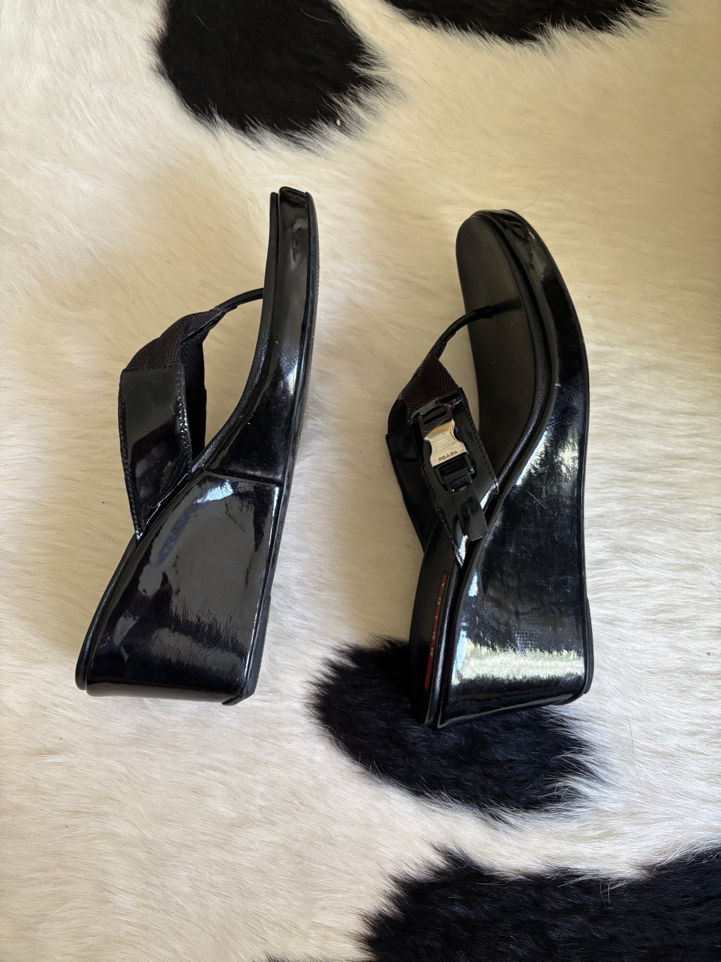 Vintage Prada Sport Wedge Flip Flops